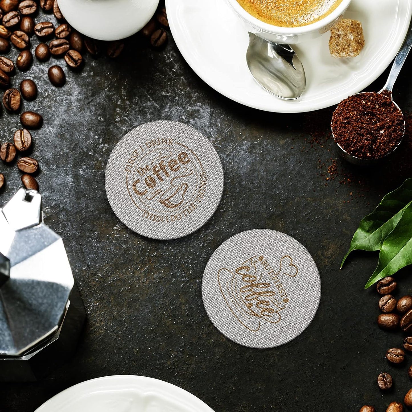 Yaomiao 2 Pieces 58.5mm Espresso Puck Screen, 1.7mm Thickness 150 Micrometre Reusable Barista Espresso Screen Stainless Steel Coffee Filter Mesh Plate for Bottomless Portafilter Filter Basket