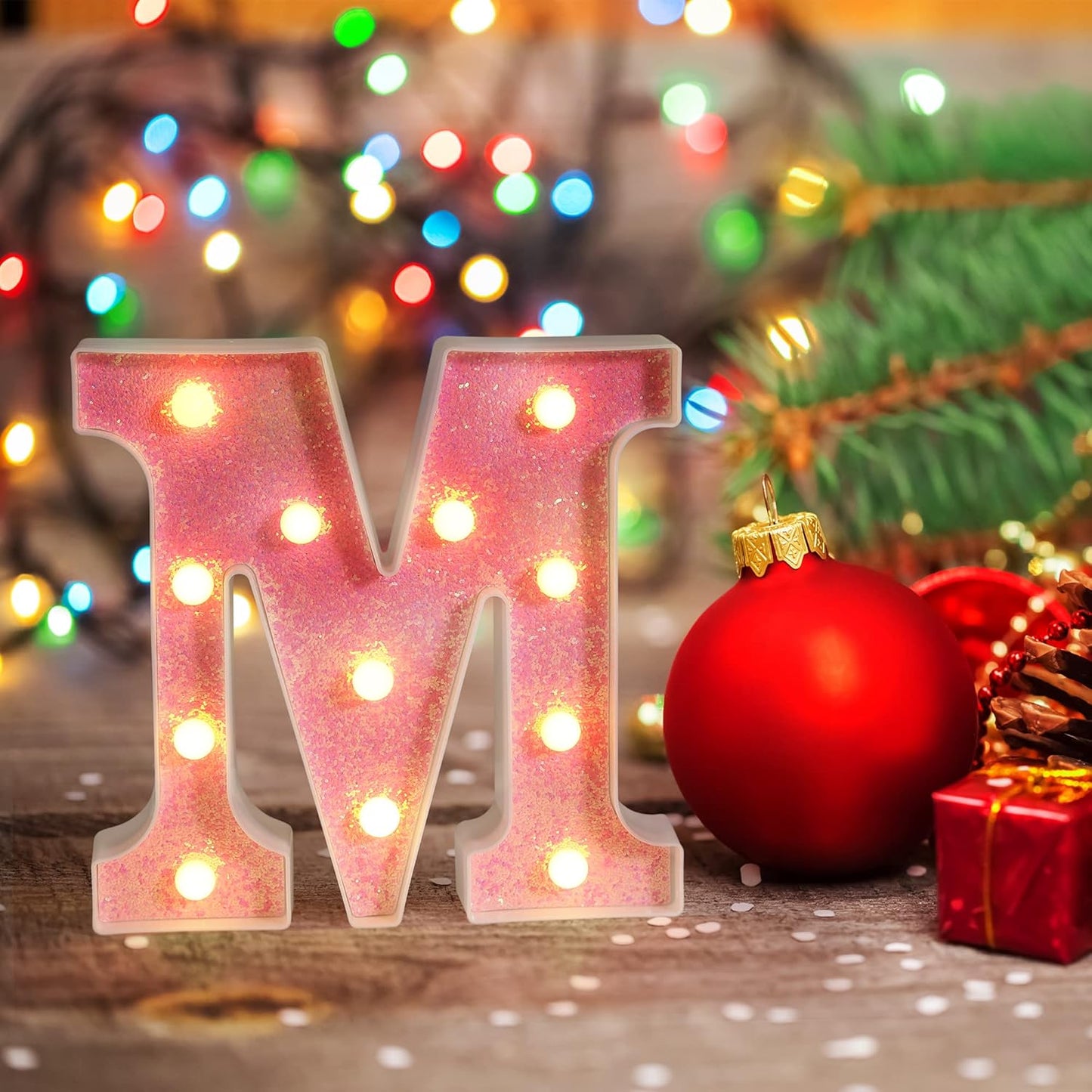 Foaky Pink Light up Letters，Pink Party Decorations,Girls Room Decor,Glitter Light Up Letters,Alphabet Letter Sign for Night Light Birthday Party Girls Gifts, Home Bar Decoration（S）