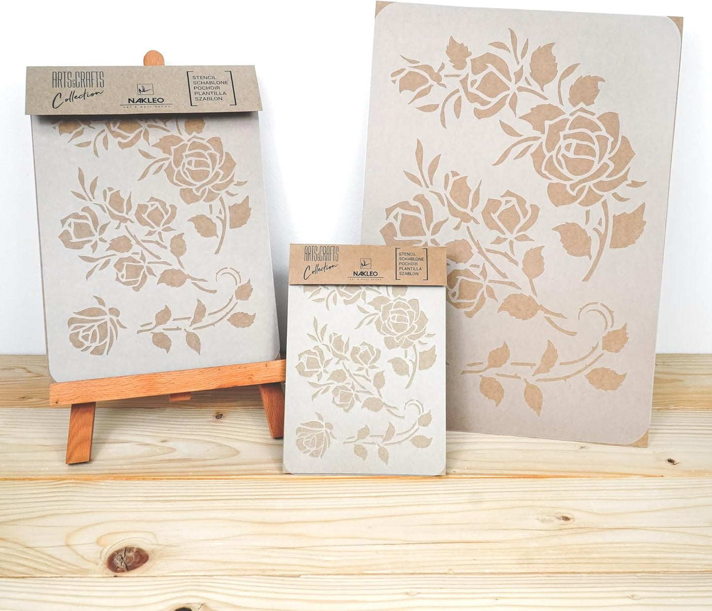 NAKLEO Painting Stencil for Crafts A4 8.3” x 11.8”, Rose Flower Ornament Pattern, Reusable Plastic DIY & Scrapbooking Drawing Template, Decoupage Art Home Decor, Wall Wood Fabric Furniture