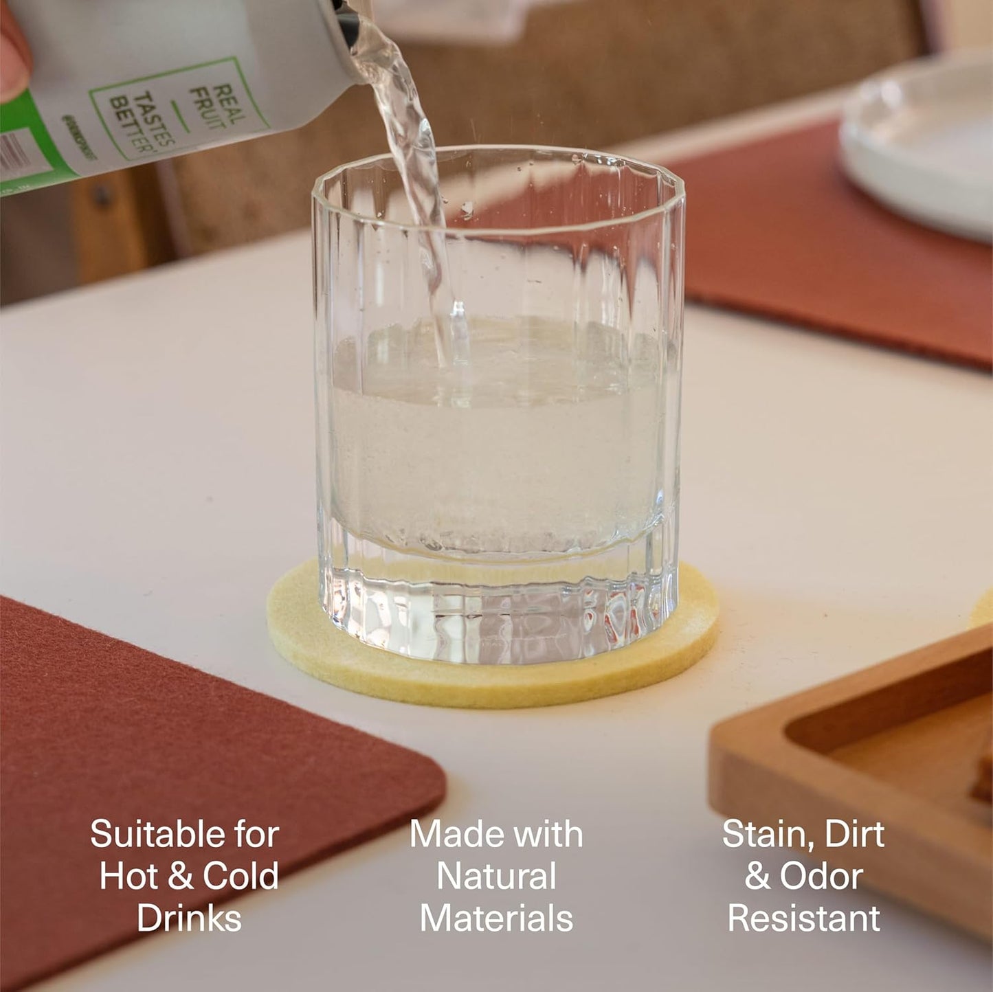 Graf Lantz - Bierfilzl Merino Wool Square Coasters Set of 4 - Marine (4"x4"x5mm) - Absorbs 30% of Weight - Natural German Wool - Heat Resistant, Sustainable, Reusable - Home Decor, Coffee Table Decor
