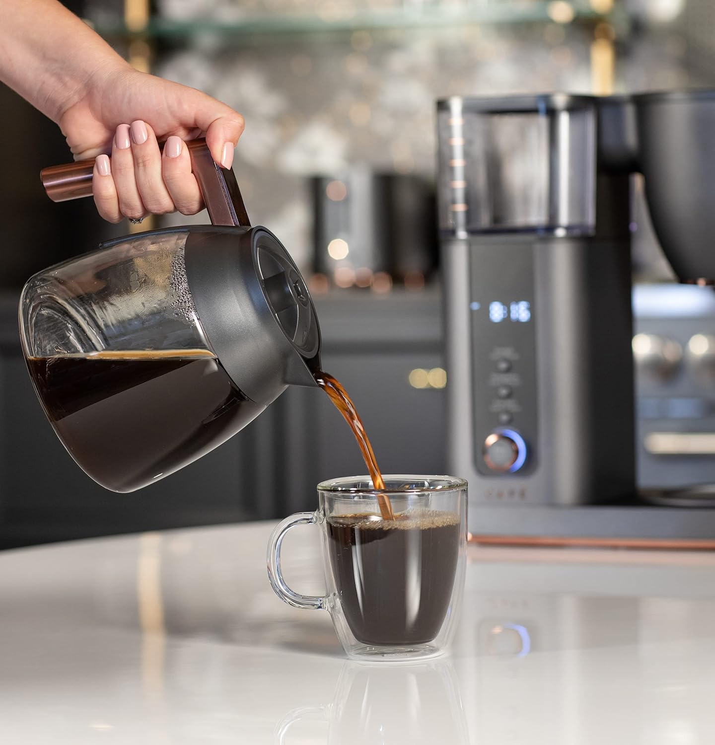 Café Specialty Drip Coffee Maker | 10-Cup Glass Carafe | WiFi Enabled Voice-to-Brew Technology | Smart Home Kitchen Essentials | SCA Certified, Barista-Quality Brew | Matte Black (Renewed)
