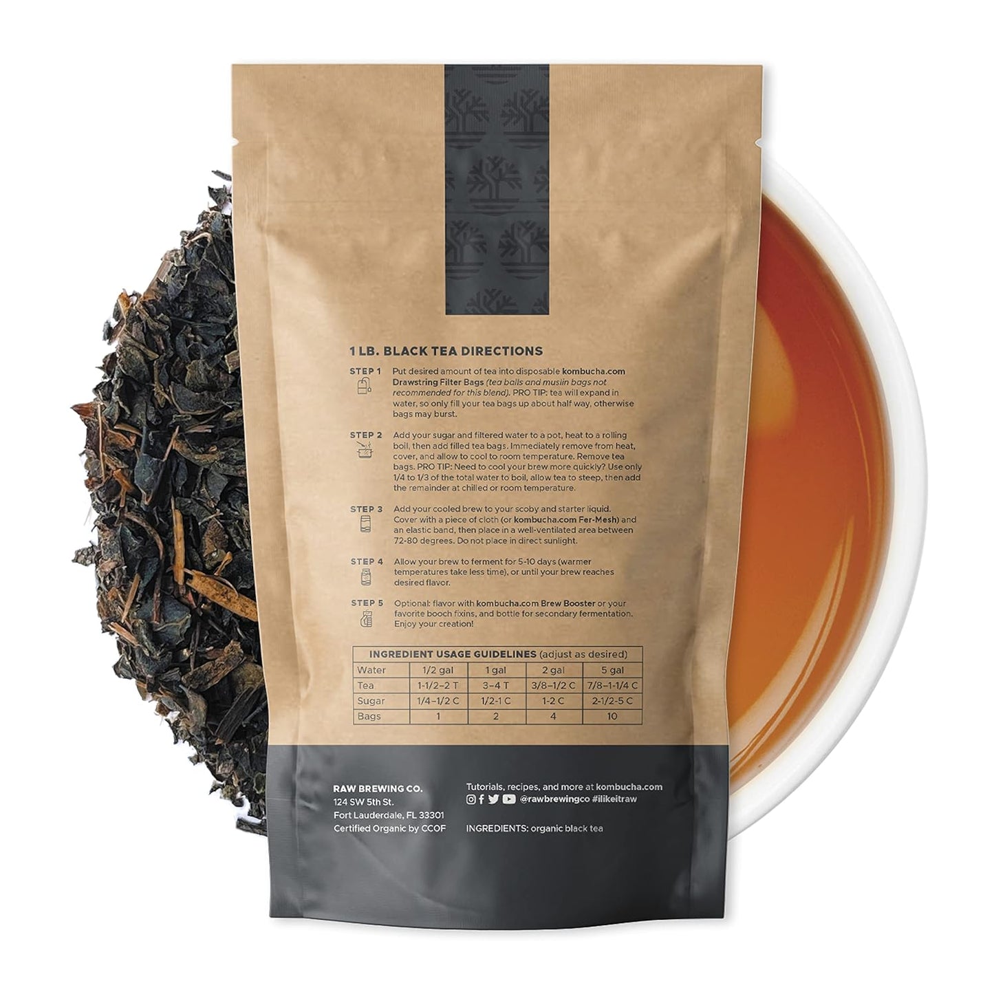 Kombucha.com Certified Organic Loose Leaf Tea - Kombucha Brewing Blends (Black Tea Blend, 8 Ounce). Makes up to 25 gallons.