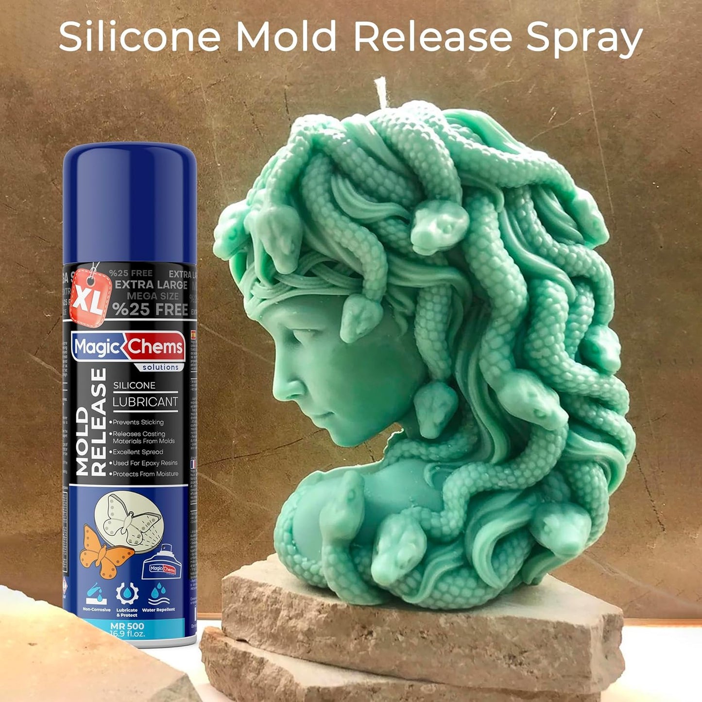 Silicone Mold Release Spray for Epoxy Resin (16.9 fl oz / 500ml) Mold Release Spray for Candle Making Releasing Agent for Silicone Molds (1 Pack Mega Size)