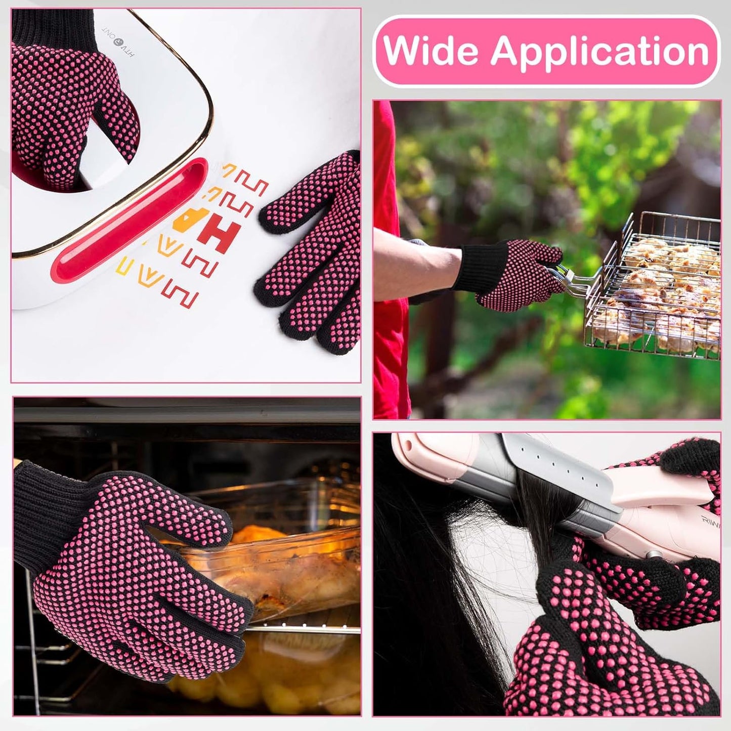 HTVRONT Heat Resistant Gloves for Sublimation - 2Pcs Heat Gloves for Sublimation, Hair Styling, Flat Iron - Thicker and Plus Size, Heat Resistant Work Gloves for Women, Universal Fit - (Plus Size)