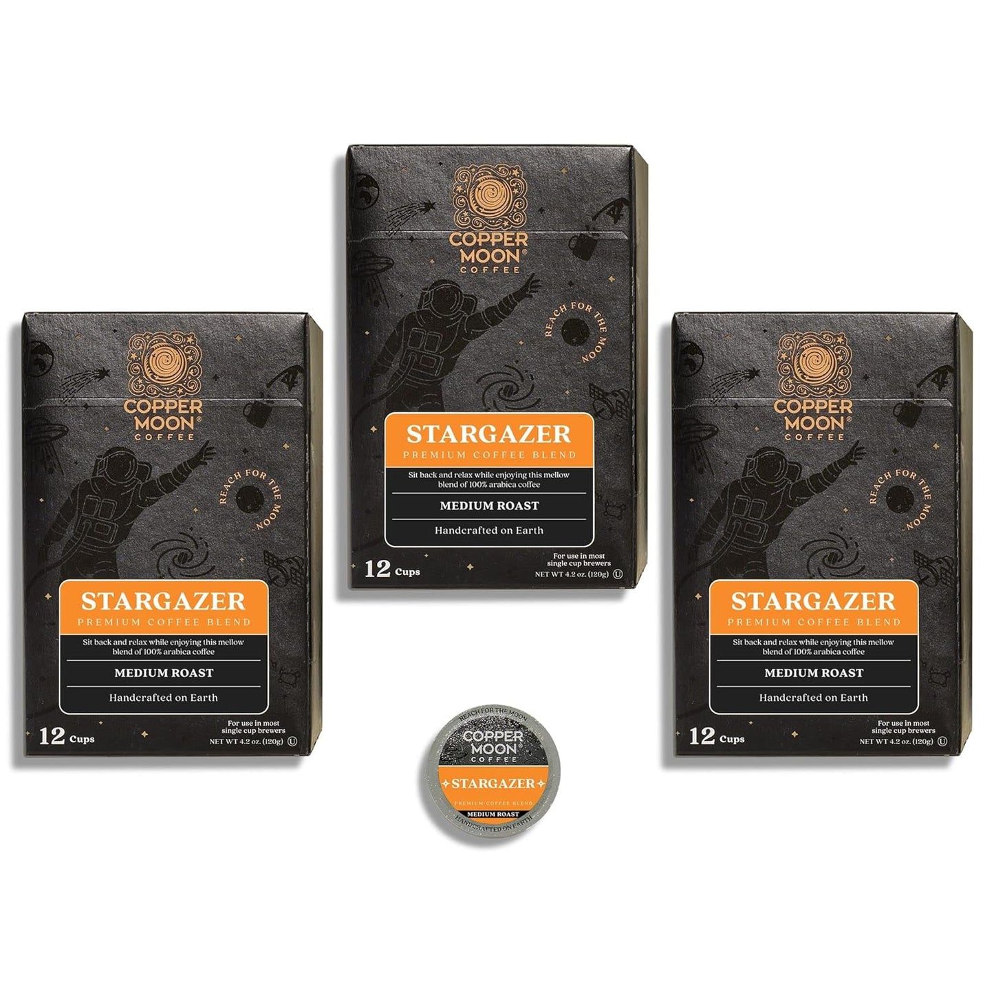 Copper Moon Single Serve Coffee Pods for Keurig K-Cup Brewers, Medium Roast, Stargazer Blend, 36 Count