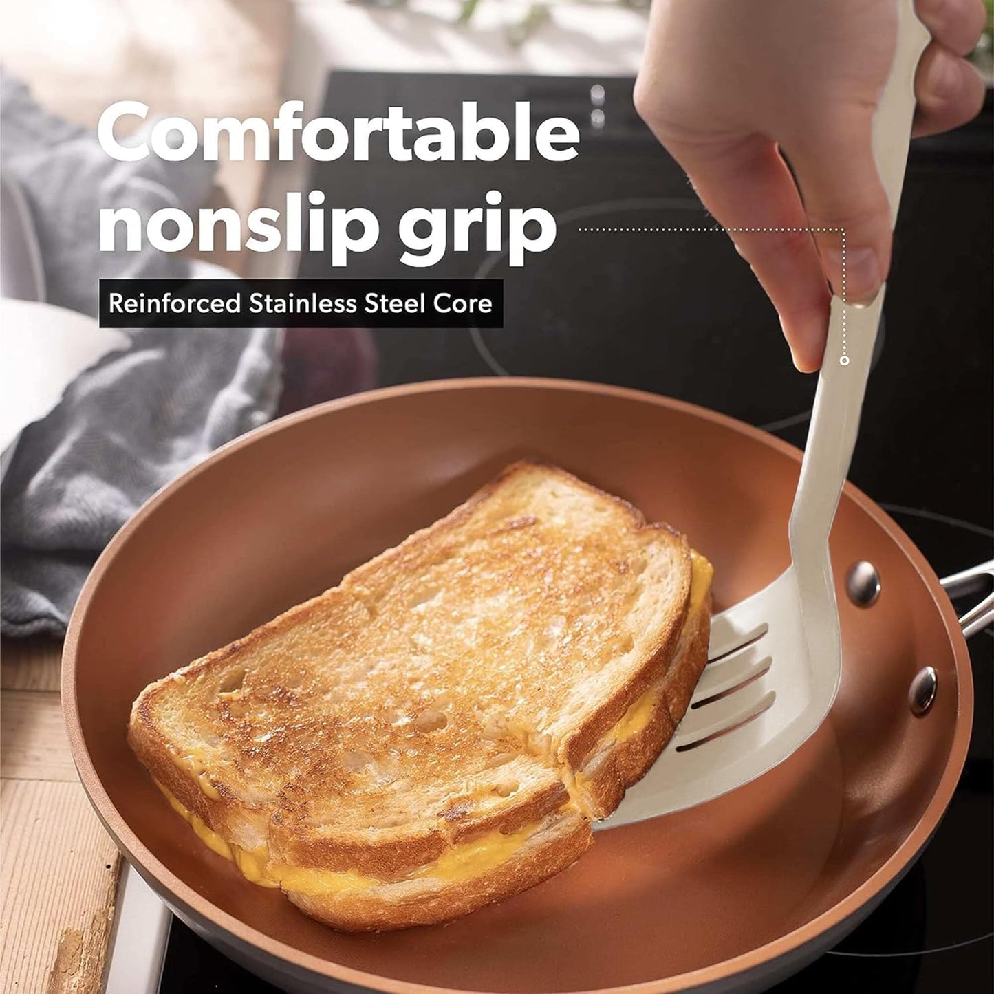 New DI ORO Silicone Turner Spatula Set - Kitchen Spatulas for Nonstick Cookware - Cooking Utensils for Flipping Eggs & Pancakes - 600°F Heat-Resistant BPA Free Turners - Dishwasher Safe (4pc, Clay)