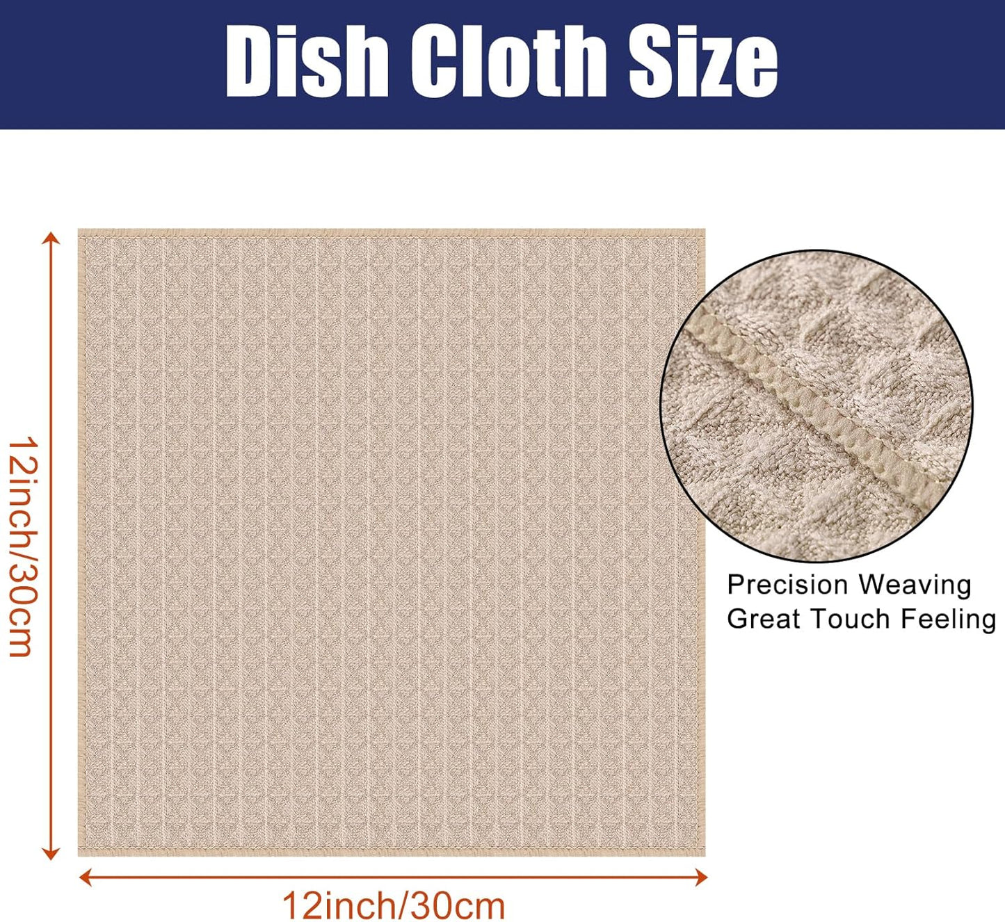 Homaxy Microfiber Waffle Weave Kitchen Dish Cloths, 12 x 12 Inch Ultra Absorbent and Solid Color Dish Towels for Kitchen Fast Drying Dishcloth for Washing Dishes, 12 Pack, Beige