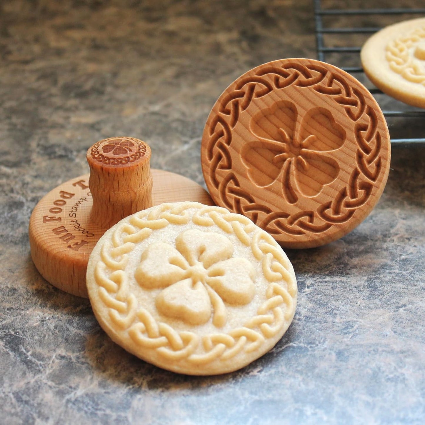 Wood Cookie Stamp, 2.5 Inch (4 Leaf Clover CS-117)