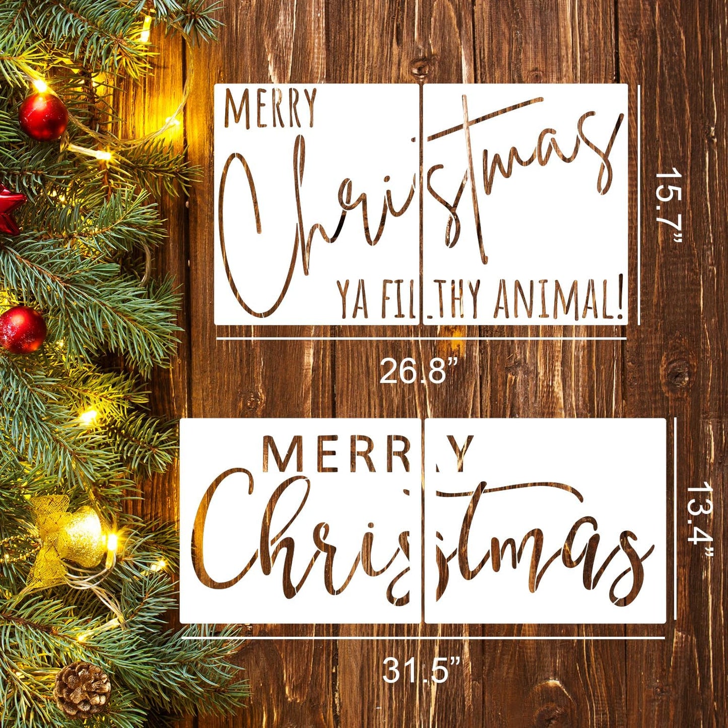 Christmas Stencils for Painting Doormat 27"x16" Large Christmas Stencils for Crafts Reusable Welcome Holiday Drawing Templates for Wood Fabrics Door Mat Window Glass Winter Decor