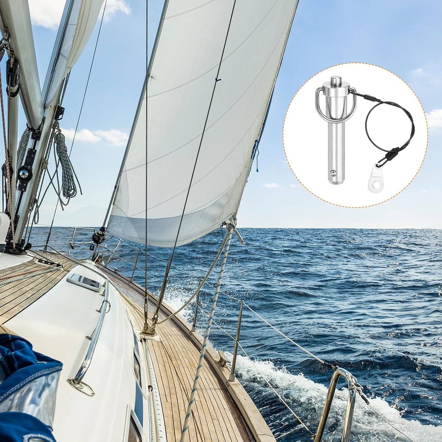 uxcell 2 Pcs Quick Release Pin, 1/2" x 2.52"(Dia. x L) Push-Button Ball Locking Pin 304 Stainless Steel Ring Handle Locking Pin with Wire for Audio Bimini Top Marine, Silver