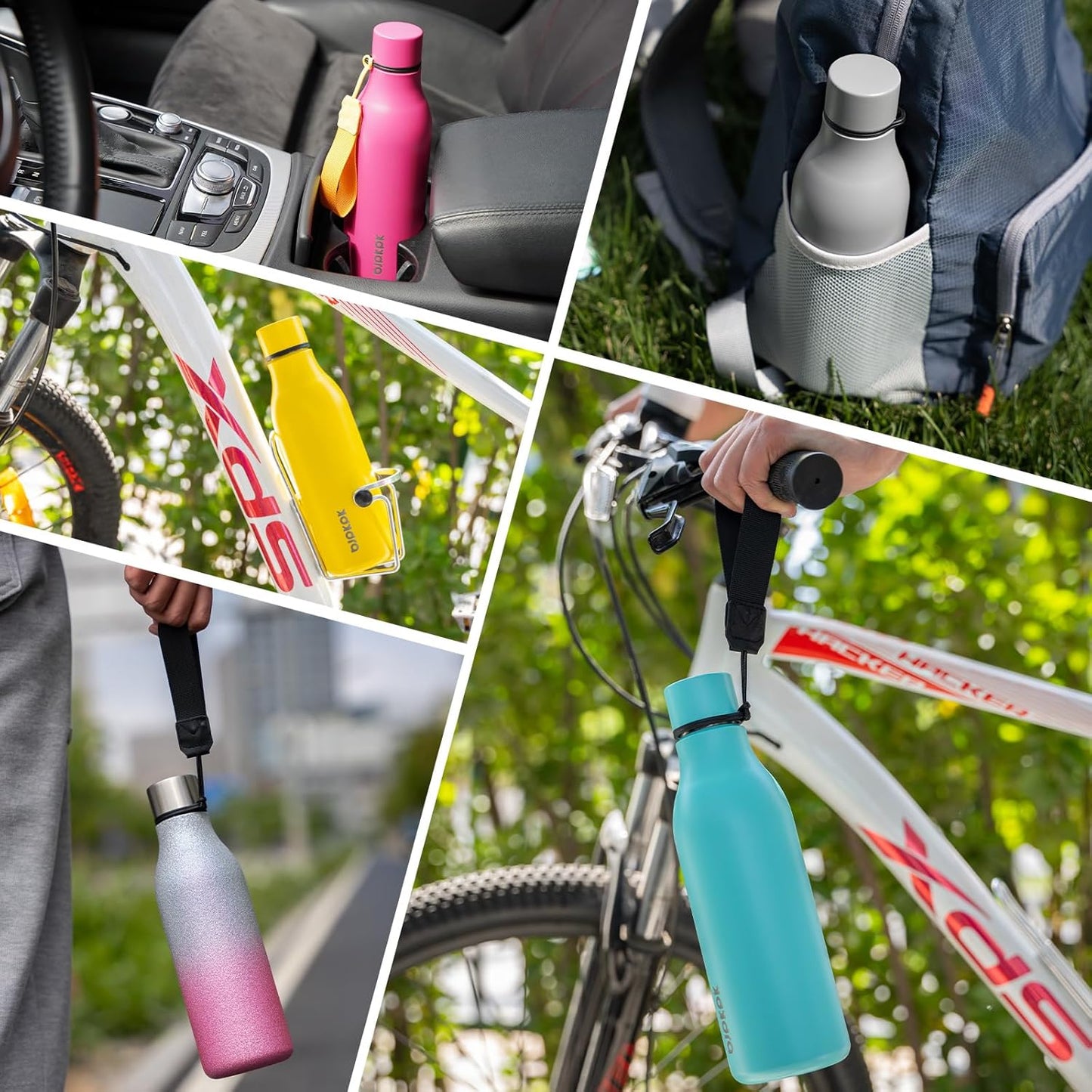BJPKPK Insulated Water Bottles, 25 oz Stainless Steel Metal Water Bottle with Strap, BPA Free Leak Proof Thermos, Mugs, Flasks, Reusable Water Bottle for Sports & Travel, Sky