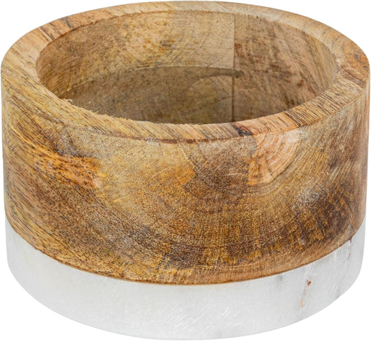 Creative Co-Op Mango Wood and Marble Bottle Holder (Pack of 8)