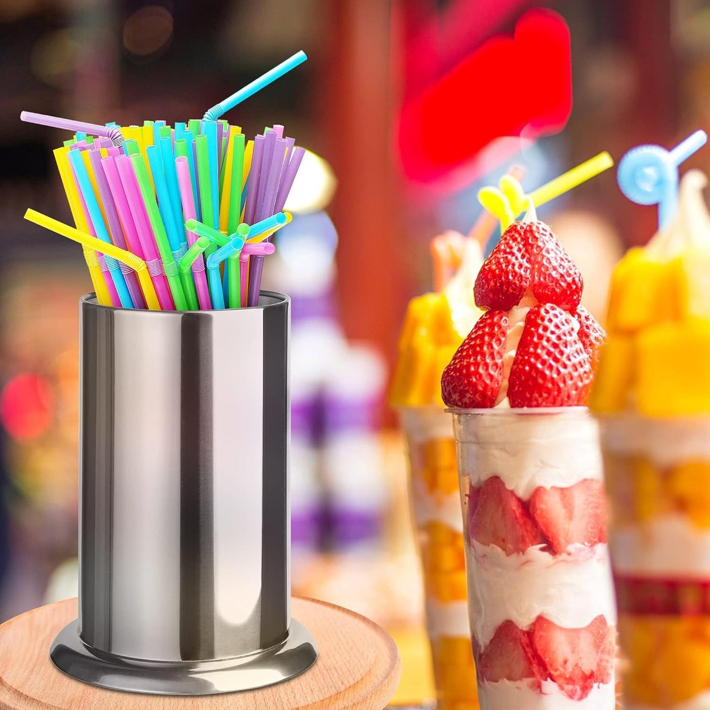 MyLifeUNIT Straw Holder for Counter, Stainless Steel Coffee Stirrers Holder 6.7" x 4.9"