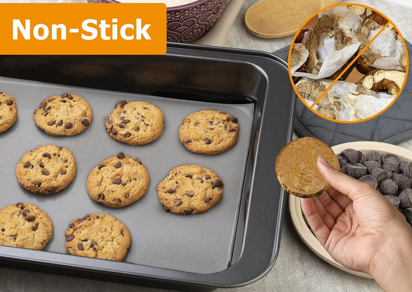 Silicone Baking Mat Roll - Best German Silicone - Non-slip Silicone Pastry Mat, Non-Stick Reusable Air Fryer Linner, Counter Mat, Oven Liner, Freeze Dryer Mat - 12IN x 13.3FT