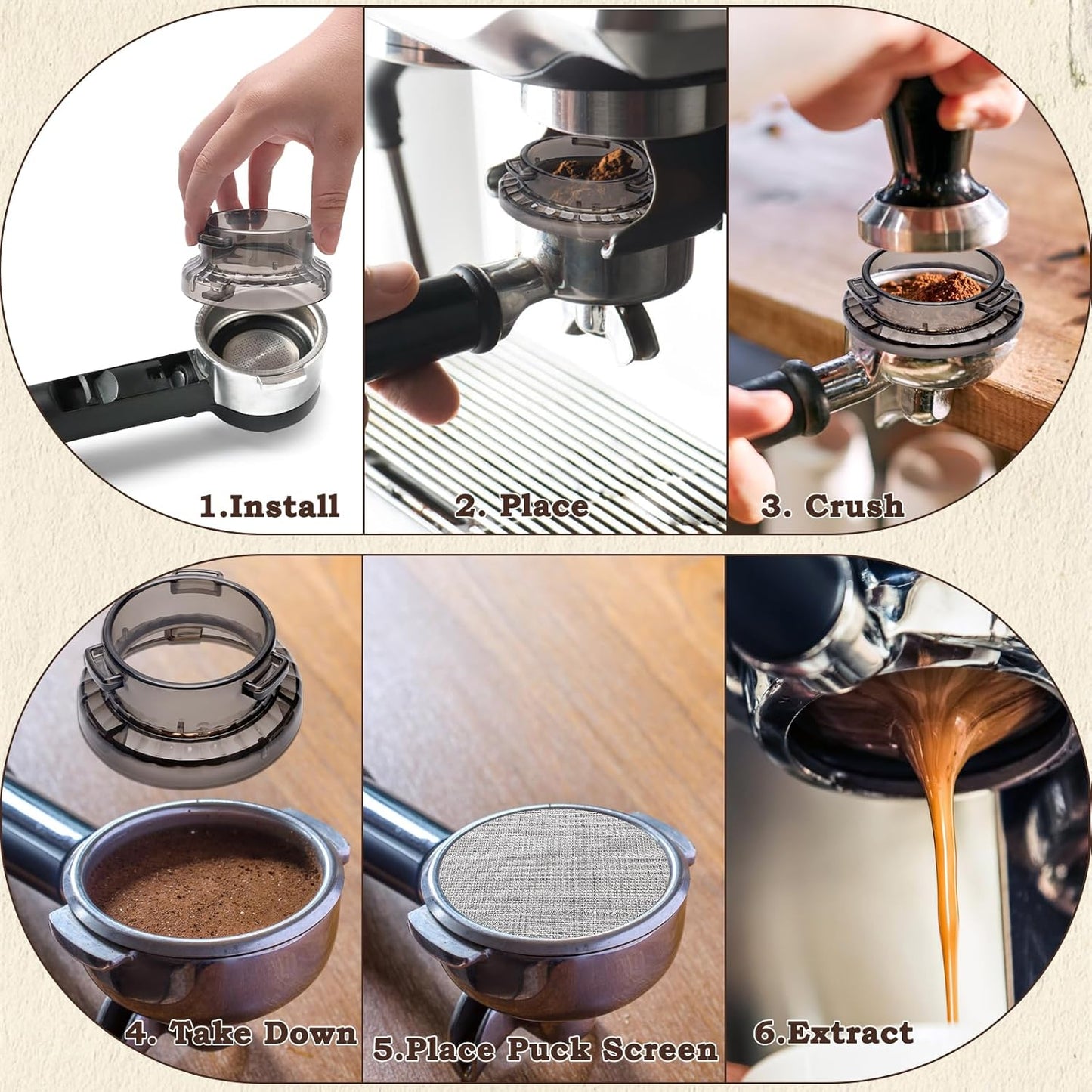 54mm Dosing Funnel with 53.5mm Puck Screen, Catcan Espresso Portafilter Funnel for Breville Series Barista