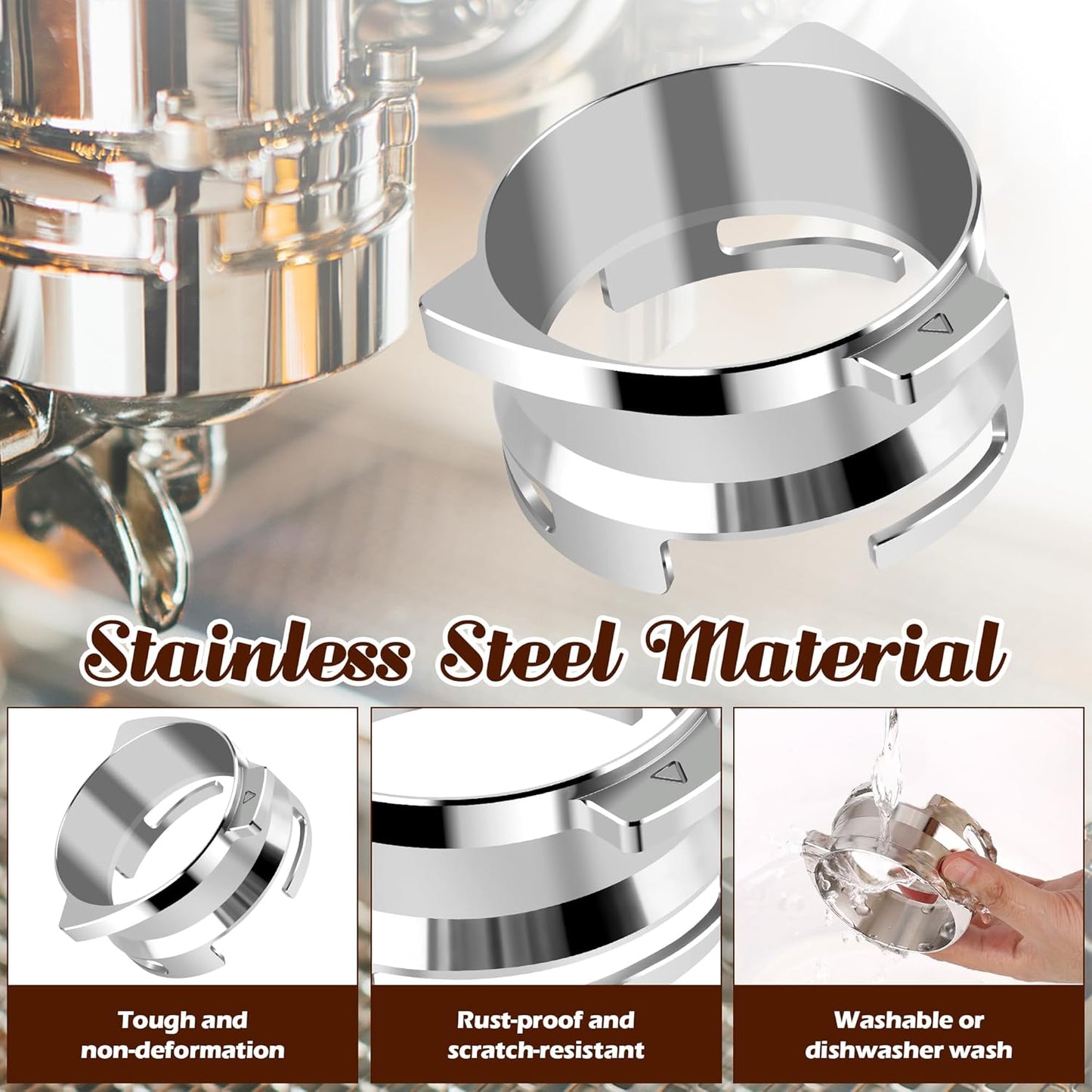 54 mm Dosing Funnel for Breville Barista Portafilters, Pletpet Stainless 54mm Dosing Funnel for Breville Espresso Grinder to Reduces The Mess