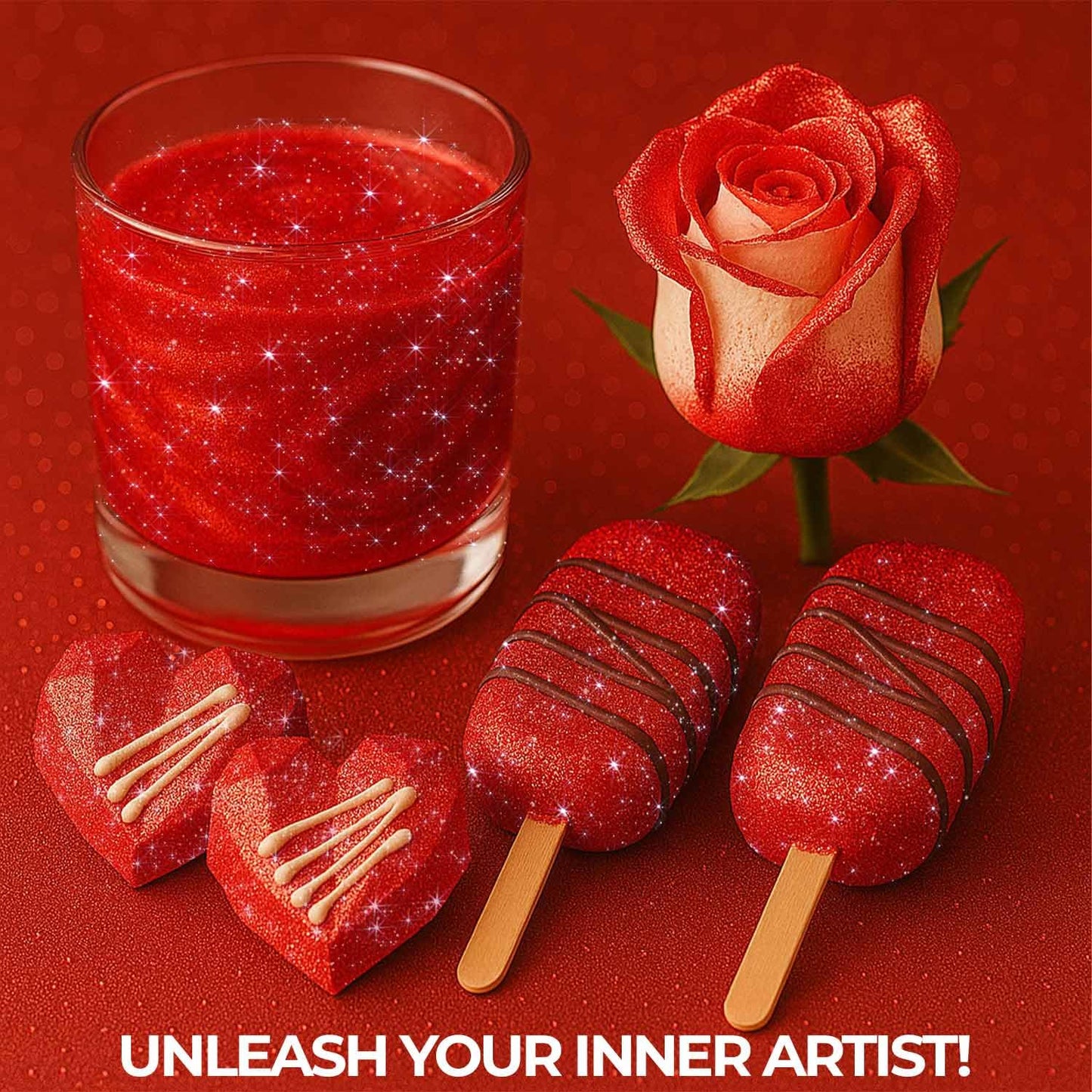 Bulk 20g Red Edible Glitter for Drinks | Premium Edible Glitter for Cakes, Cocktails, Red Cake Decorating Decorations Food Grade, Vegan, Kosher, Halal, Gluten Free - Made in USA