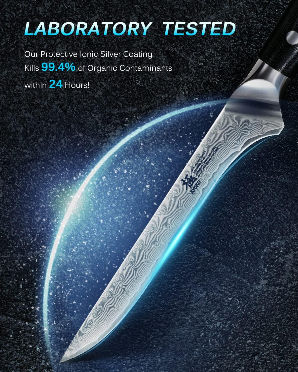 KYOKU Gin Series Boning Knife, 7" Butcher Knife, Japanese VG10 Damascus Stainless Steel Kitchen Knife with Silver Ion Blade G10 Handle Mosaic Pin, Multipurpose Fillet Knife for Meat Fish & More