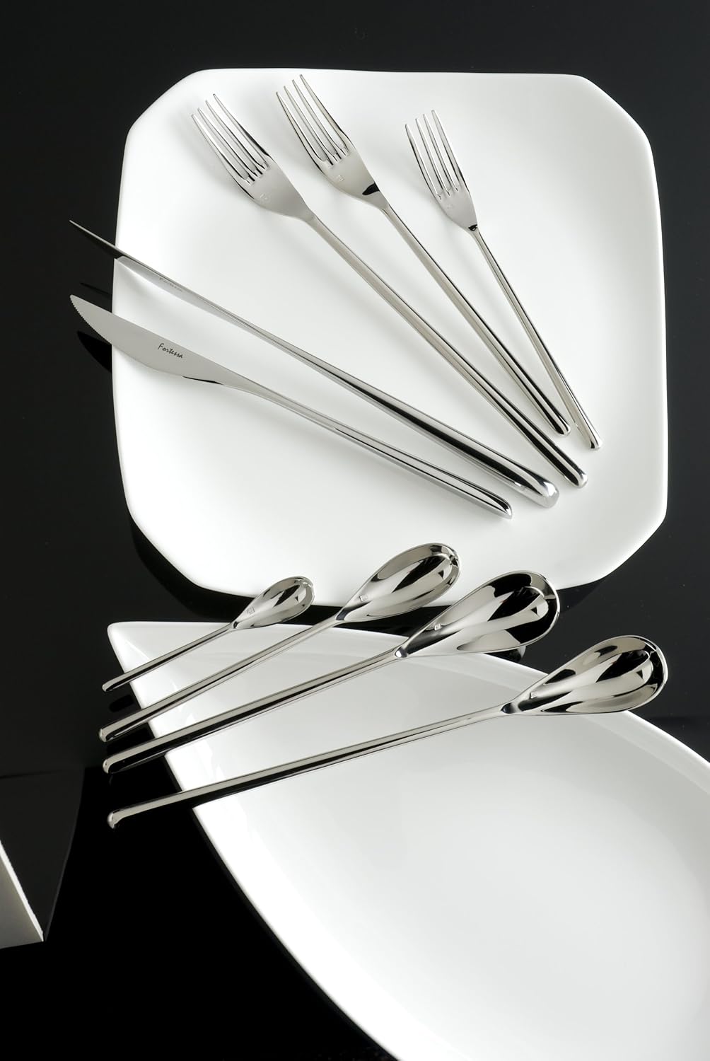 Fortessa Dragonfly 18/10 Stainless Steel Flatware 10.15-Inch Table Knife, X-Large, Set of 12
