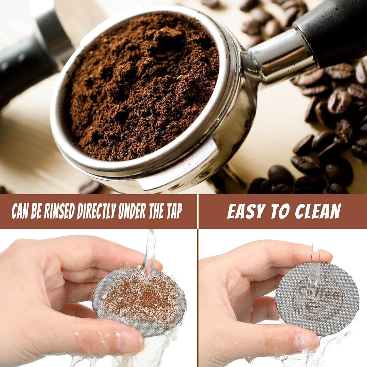 Yaomiao 2 Pieces 58.5mm Espresso Puck Screen, 1.7mm Thickness 150 Micrometre Reusable Barista Espresso Screen Stainless Steel Coffee Filter Mesh Plate for Bottomless Portafilter Filter Basket