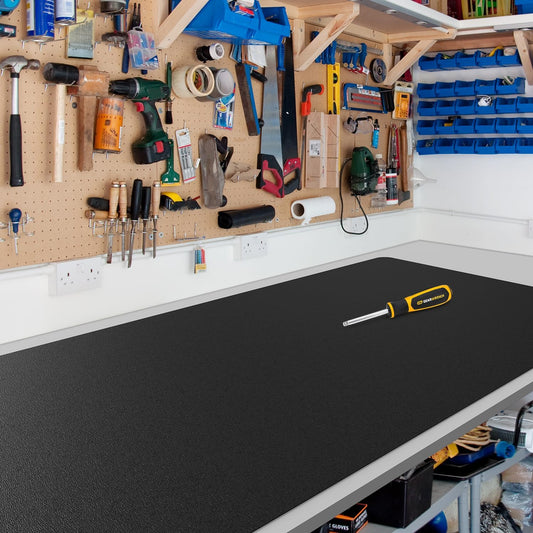 Black Plastic Table Cover Protector, 24" x 48" Waterproof Easy Flat PVC Desk Pad Mat, 1.5mm Thick Rectangle Vinyl Table Top Protector for Dining Room Table, Office, Dresser