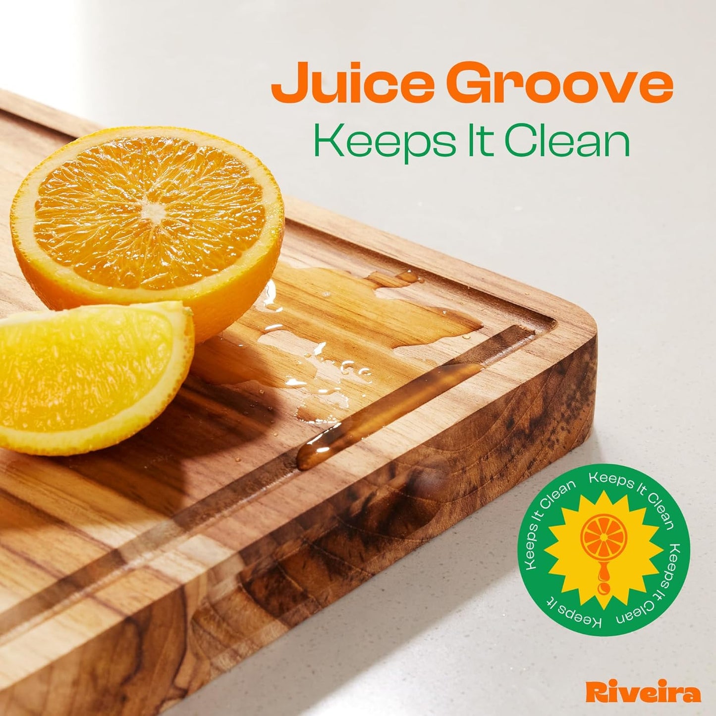 Riveira Teak Wood Cutting Board – Gourmet Teak Grandeur: 12 x 10 Wooden Cutting Board – Natural Wooden Cutting Boards For Kitchen Decorative – Innovative Juice Grooves Teak Wooden Chopping Board