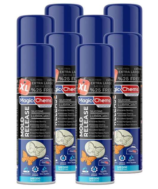 Mold Release, Silicone Mold Release Spray (8x16.9 fl oz/500ml) Mold Release for Epoxy Resin and Candle Mold Release Spray (8 Pack Mega Size)