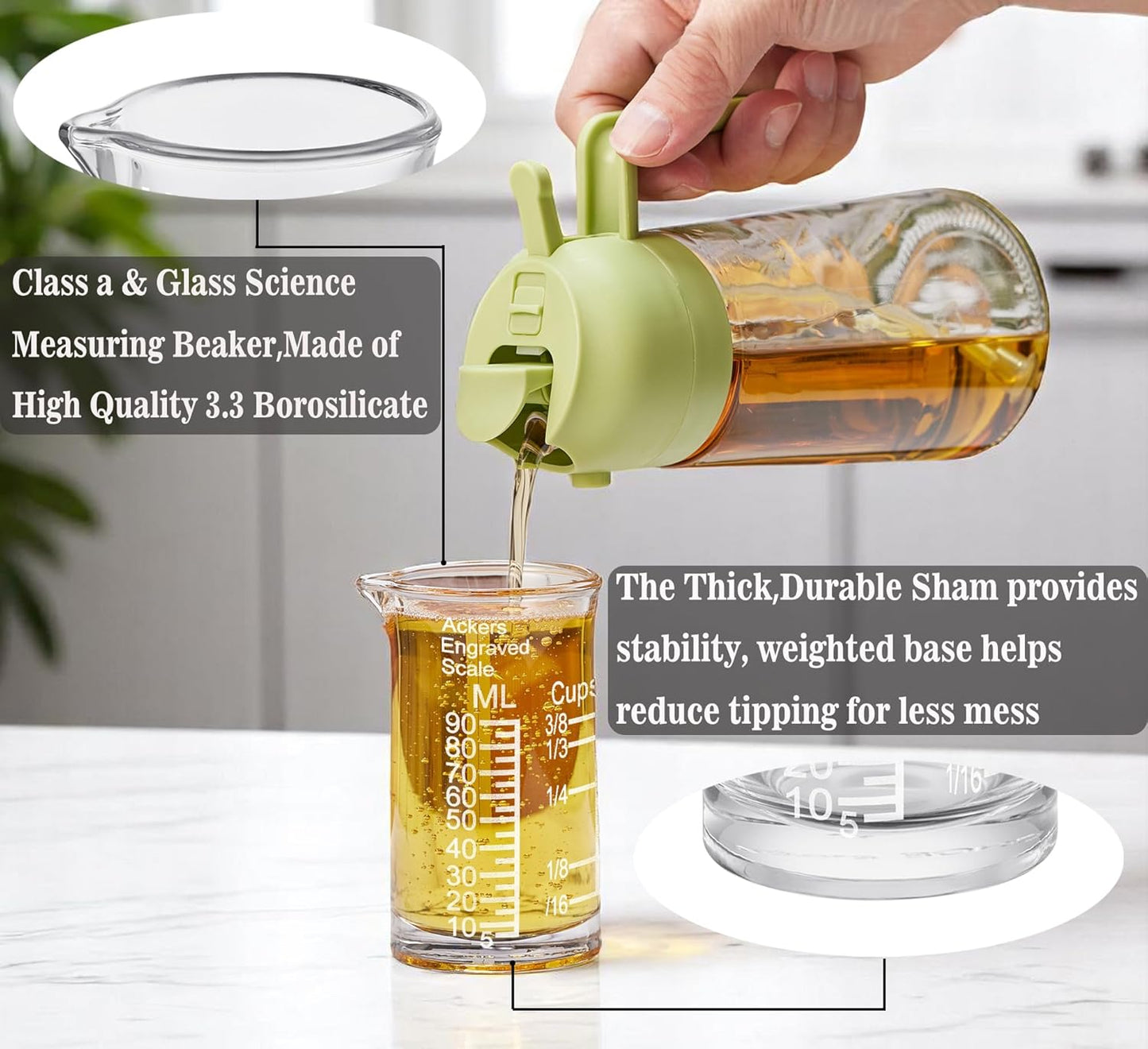 Ackers Shot Glass Etching Scale Measuring Cup 3 Ounce/90ML Liquid Heavy High Espresso Glass Cup