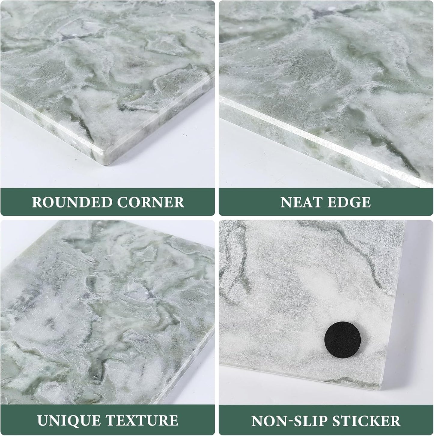 Koville Green Marble Cutting Board for Kitchen Countertop, 12" x 8" Real Marble Pastry Board Stone Slab Stone Cheese Boards for Home Decor, Bathroom Perfume Tray Candle Plate(Bianco Palomino)