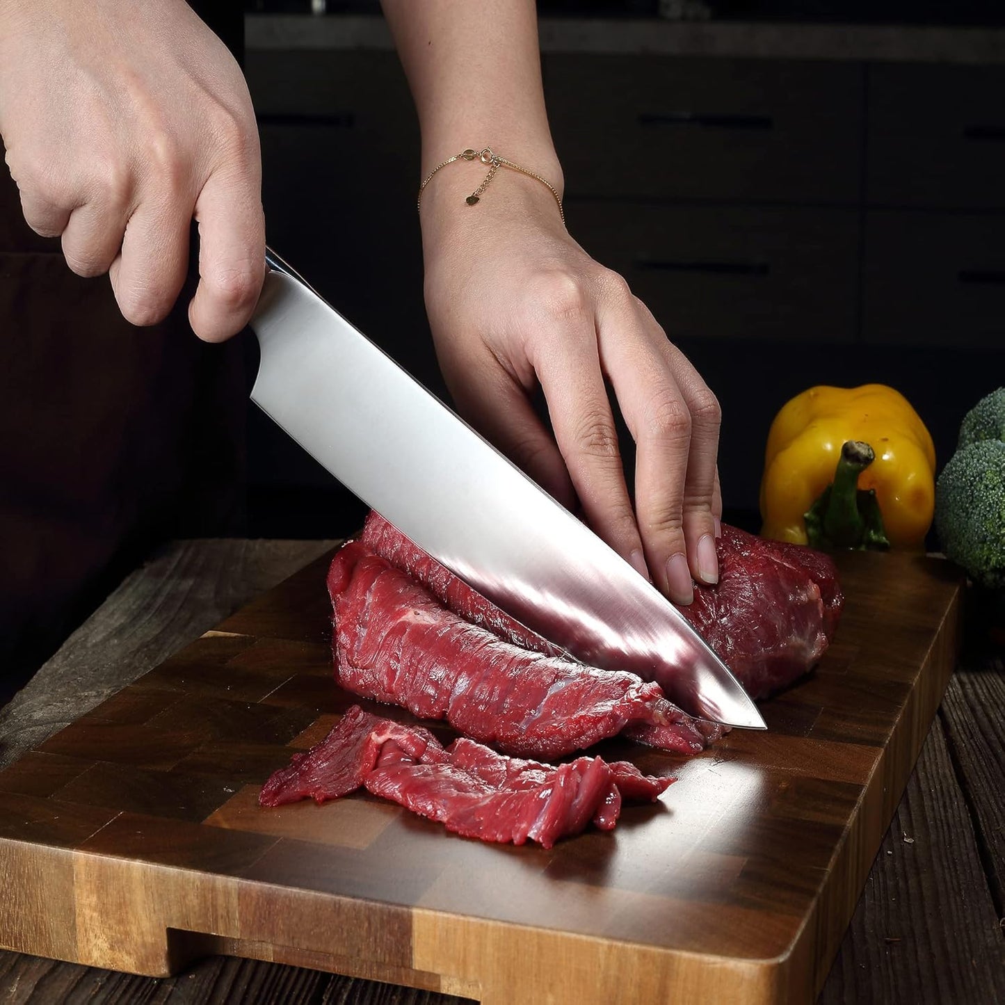 PAUDIN Chef Knife 8 Inch, Professional Kitchen Knife, 7Cr17MoV German Stainless Steel Forged Chefs Knives with Ergonomic G10 Handle, Classic Chef's Knives Meat Knife with Gift Box