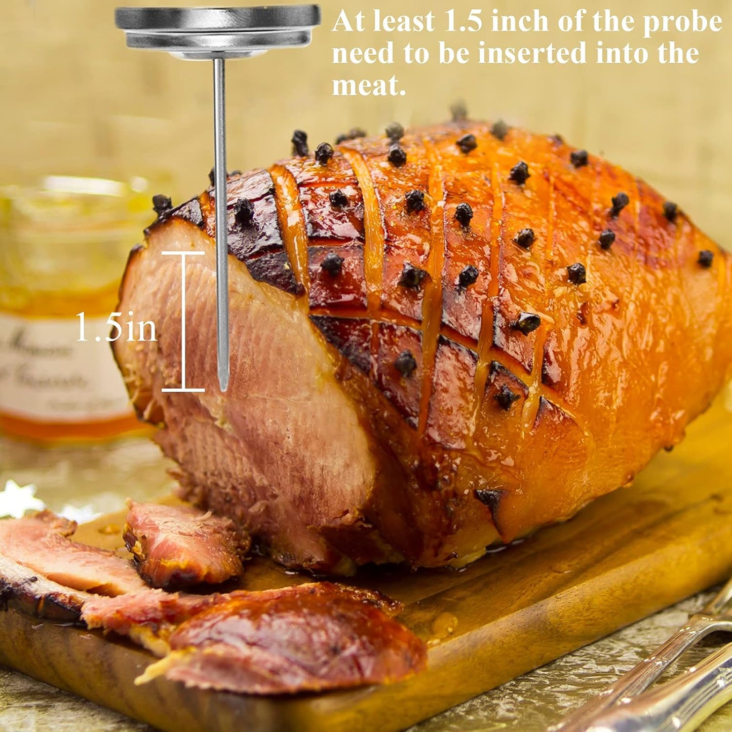 Meat Thermometer Oven Safe, 2 Pieces Dishwasher Safe Meat Thermometers for Cooking and Grilling, 2.12'' Stainless Steel Cooking Thermometer for Meat (No Battery Required)