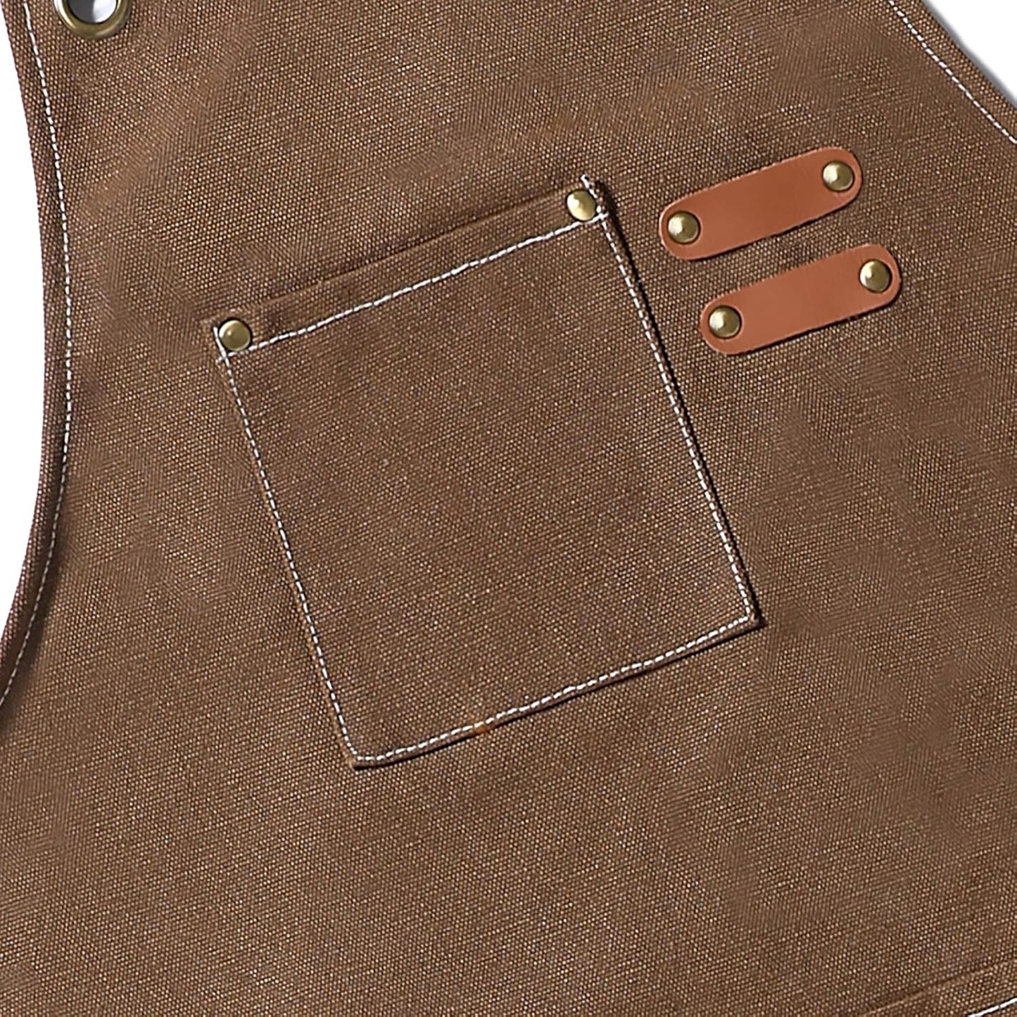 AFUN Chef Aprons for Men Women with Large Pockets, Cotton Canvas Cross Back Heavy Duty Adjustable Work Apron, Size M to XXL (Brown)