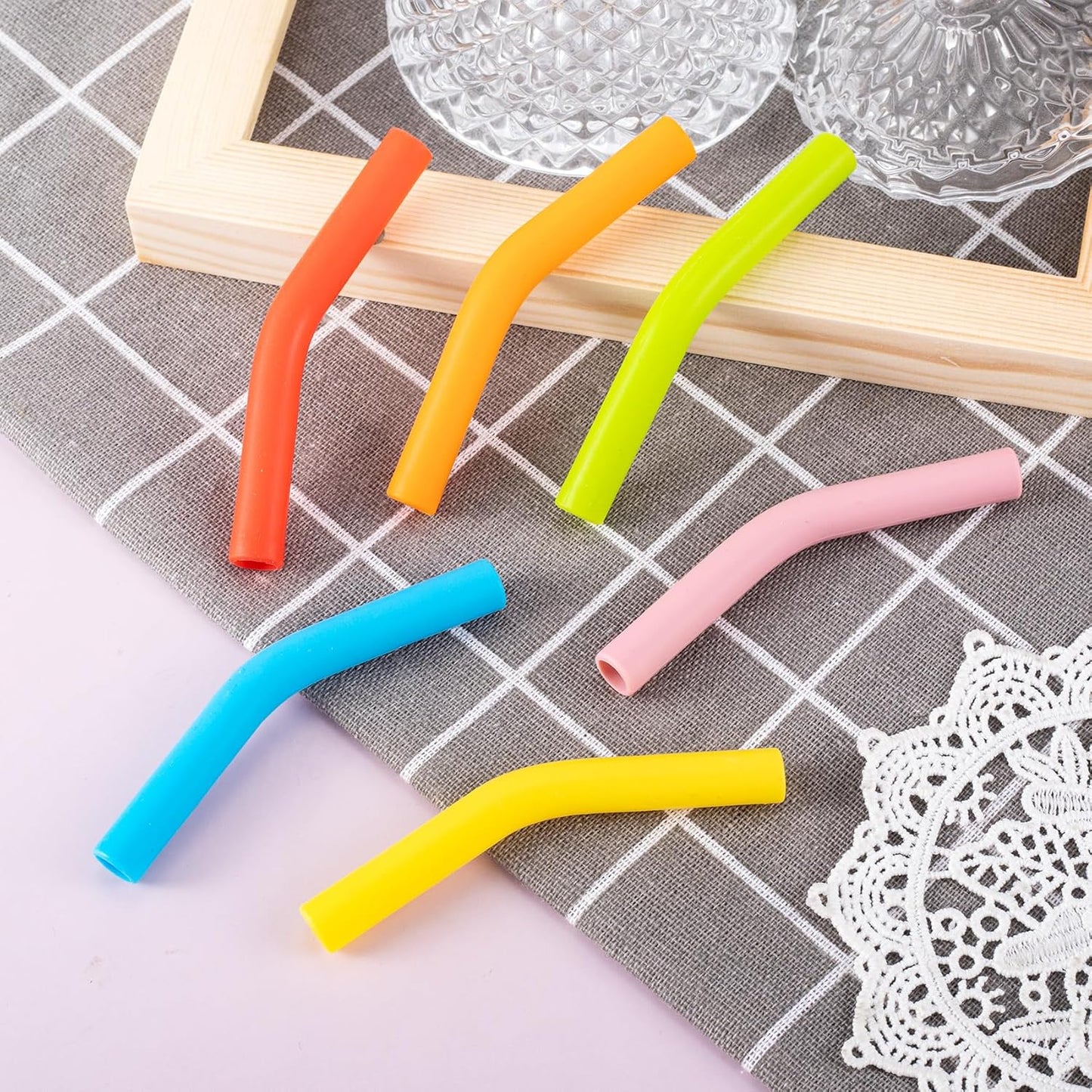 6Pcs Metal Straw Silicone Tips 5/16 IN Wide(8mm Outer Diameter) Multi-color Food Grade Rubber Flex Elbow Straw Covers Replacement Tip for Stainless Steel Metal Straws,6 Colors