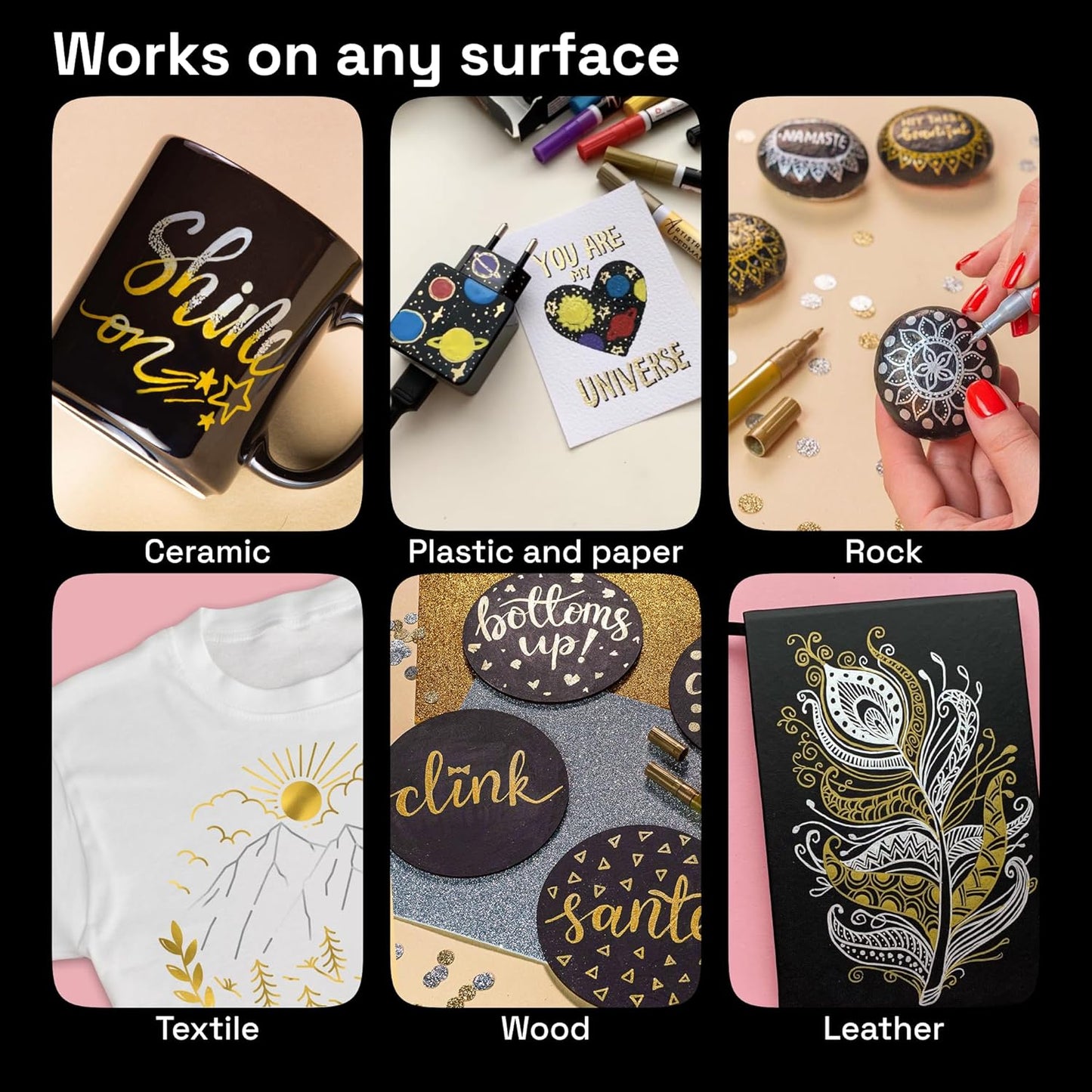 ARTISTRO 6 Acrylic Gold & Silver Paint Pens - 0.7mm Extra-Fine Markers - Great for Greeting Cards, Ornament Decor, & More