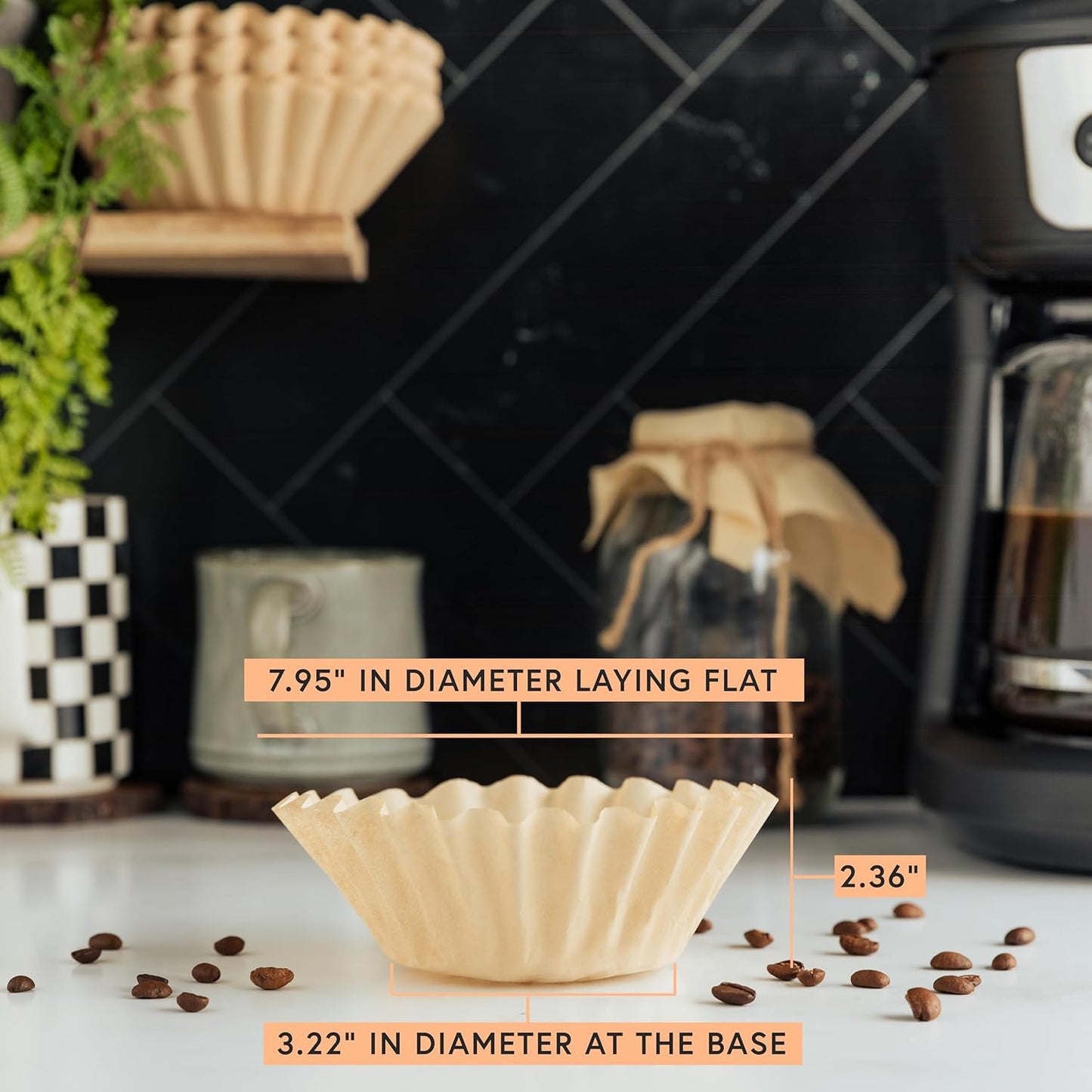 Tupkee Coffee Filters 8-12 Cups - 200 Count, Basket Style, Natural Brown Unbleached Coffee Filter, Made in the USA