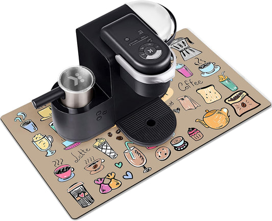 Drip Tray for Coffee Maker,Coffee Pot Mat for Countertops,Coffee Dish Drying Mat for Kitchen Counter Decor,Absorbent Reversible Microfiber Dish Drying Pad Dish Cafe Drainer Rack,pet Water Bowl Mats