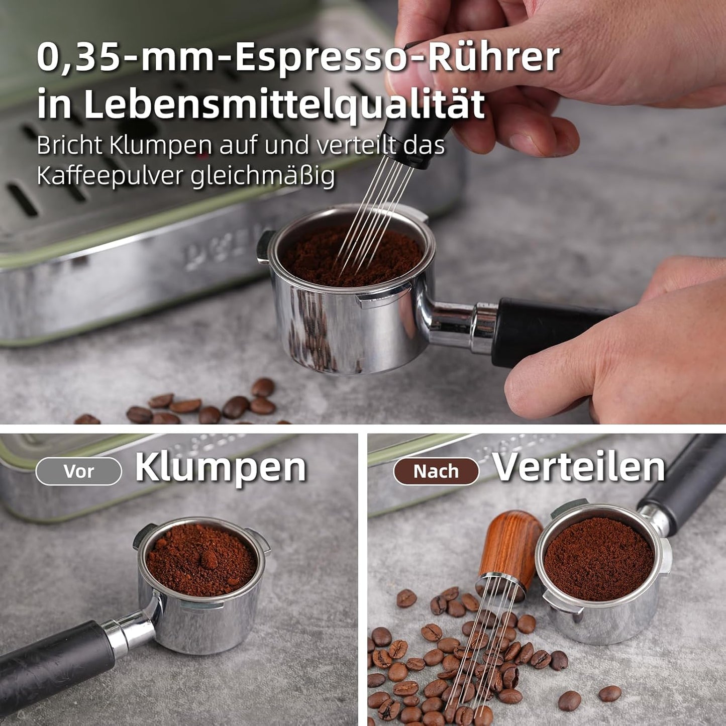 58mm WDT Tool Espresso Accessories Kit,GdHaHSP Dosing Funnel and Puck Screen Set,Espresso Stirrer Distribution Tool,Espresso Whisk for espresso tools