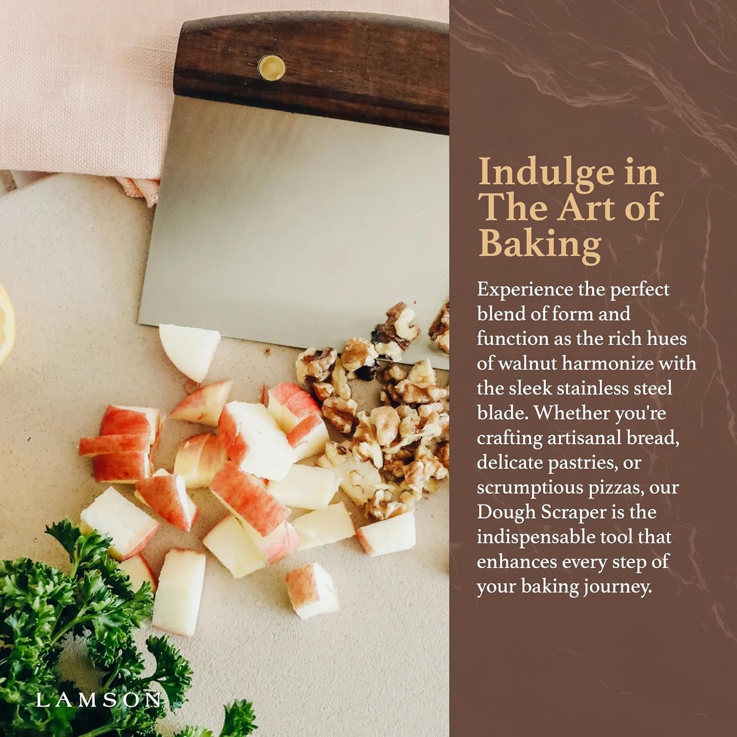 Lamson 3" x 6" and 4" x 6" Dough (Bench) Scraper with Walnut Handle