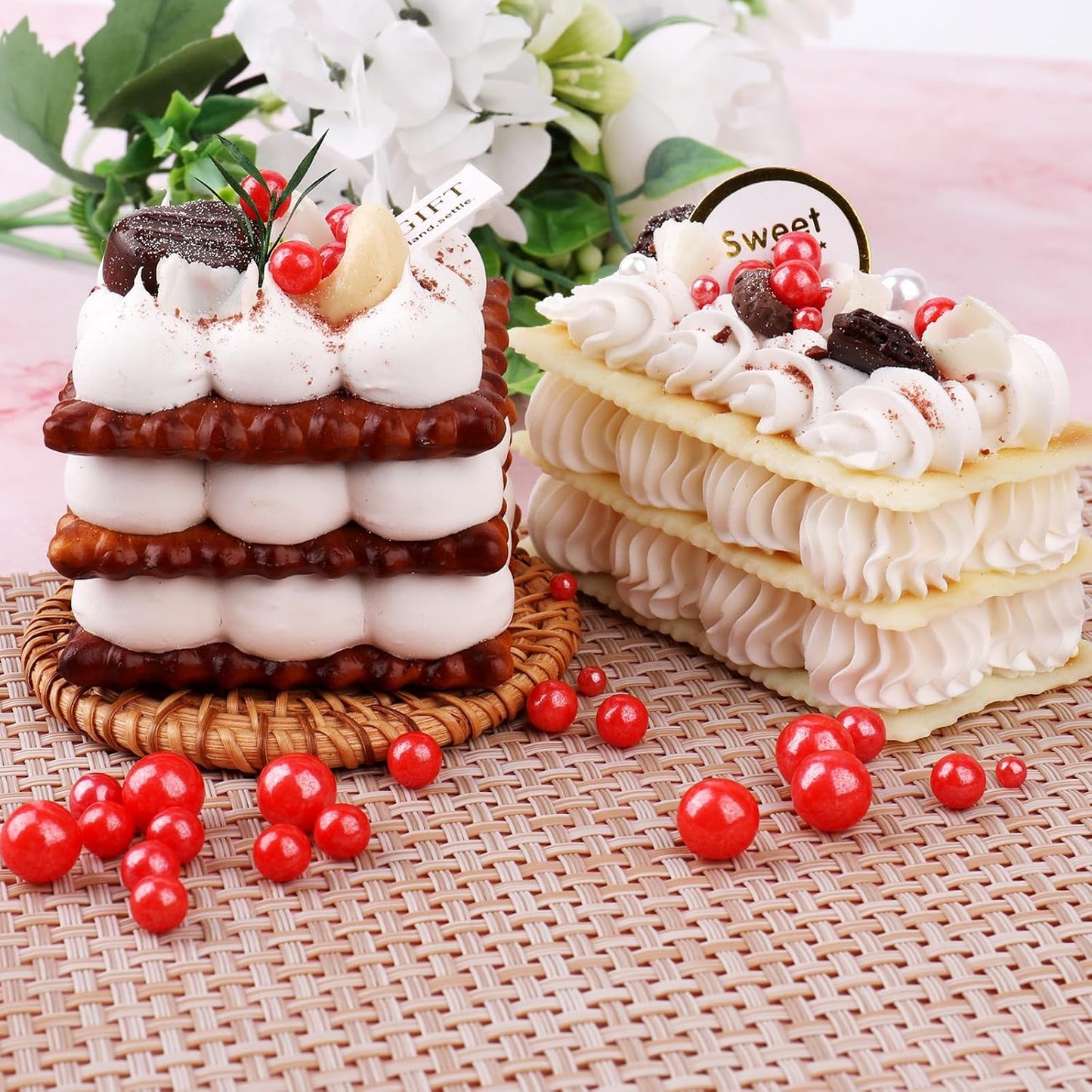 Red Pearl Sprinkles for Cake Decorating, 6 Sizes Mix Edible Sugar for Ice Cream Cupcake Cookies, Wedding Parties Birthday Cake Decorations 4.6 oz