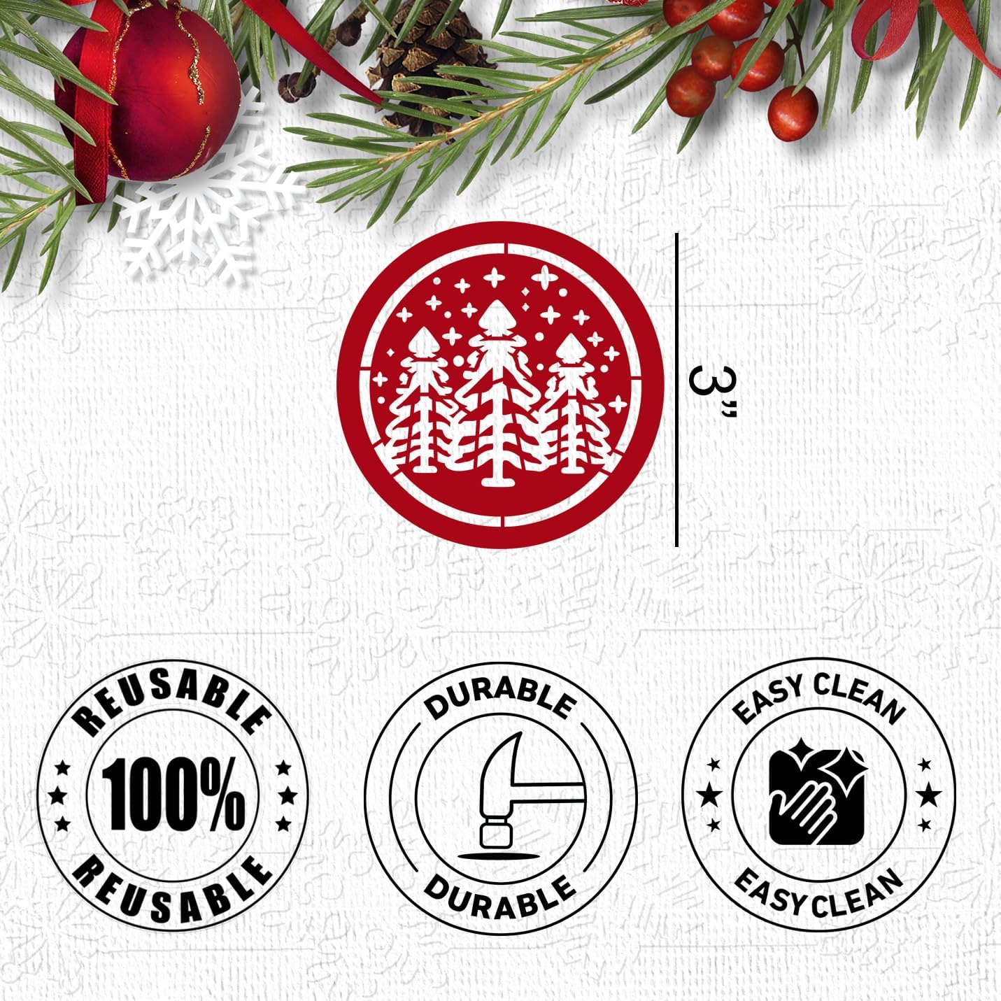 Small Christmas Stencils for Painting on Wood 3” Christmas Stencil for Crafts Reusable Snowman Santa Believe Holiday Draw Templates for Christmas Tree Canvas Window Decor(XMS Mini Stencil 01)