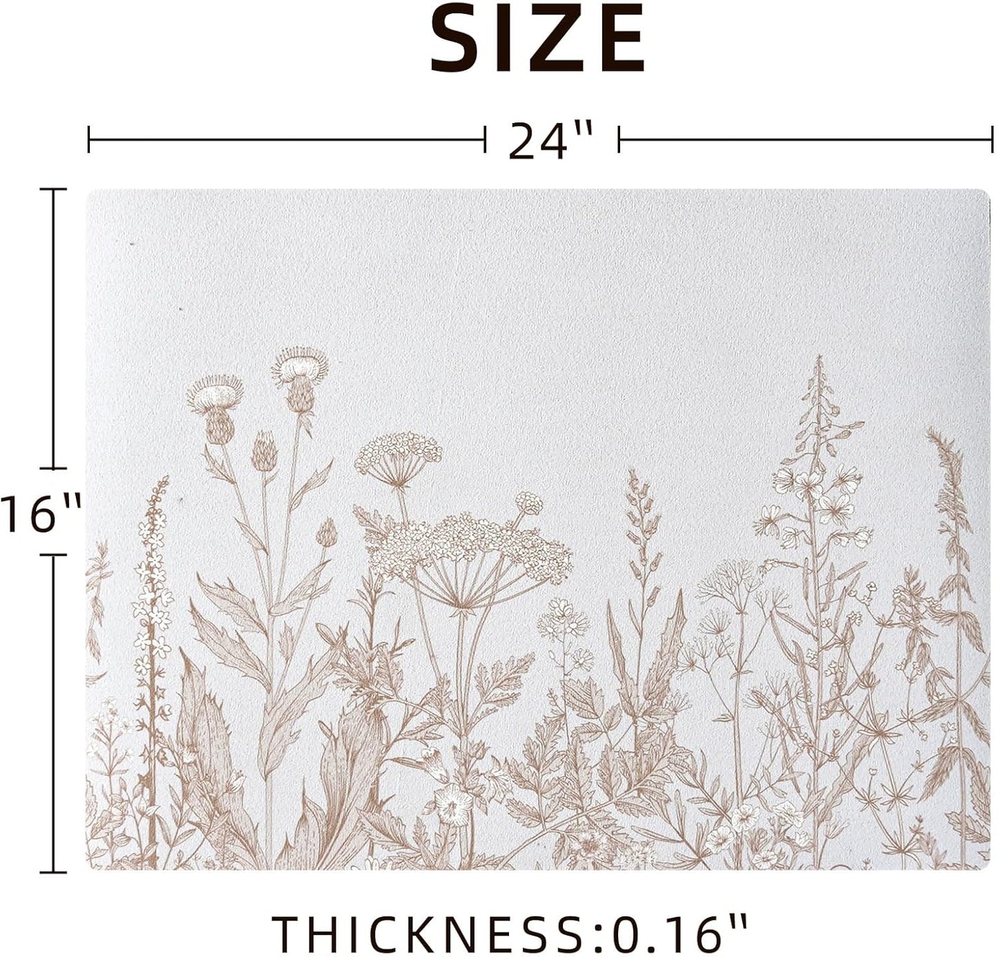 Dish Drying Mat Absorbent Coffee Mat Rubber Backed Soft Silicone Kitchen Drying Mat for Kitchen Bathroom Coffee Bar (Plants, 16 x 24 Inches)