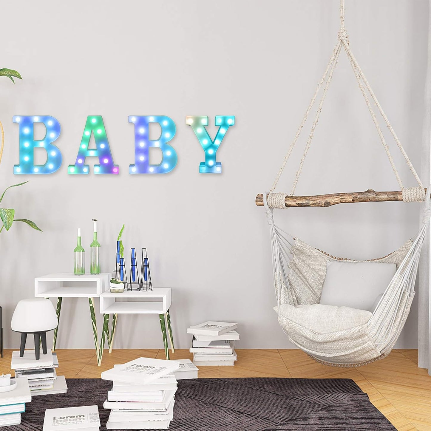 Foaky Colorful LED Letter Lights with Remote,Marquee Light Up Letters Sign for Night Light Wedding/Birthday Party Battery Powered Christmas Lamp Home Bar Decoration(E)