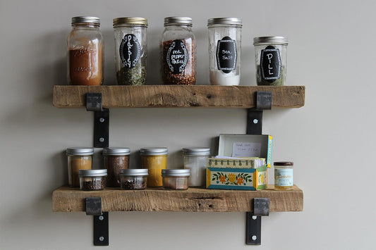 Urban Legacy Accent Shelves | Reclaimed Barn Plank | Set of 2 with Full Brackets (Natural, 30" x 4.5" x 2")
