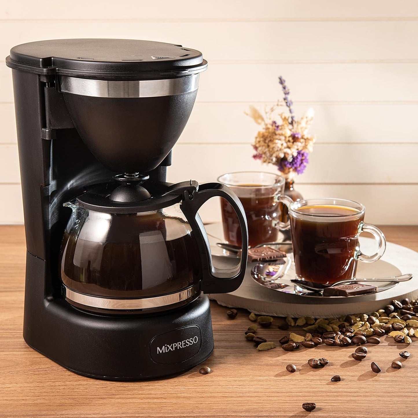 Drip Coffee Maker by Mixpresso Coffee (6 Cups), Black
