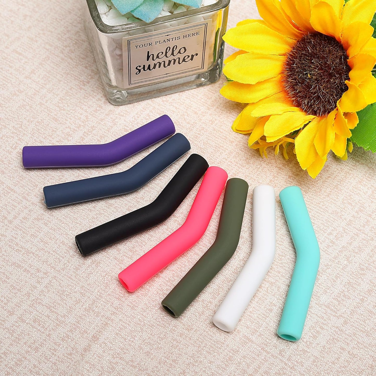 Zibtes-4PCS Silicone Straw Tips- Food Grade Rubber Metal Straws Tips Covers Only Fit for 1/3 Inch Wide(8MM Outdiameter) Stainless Steel Straw-Teal