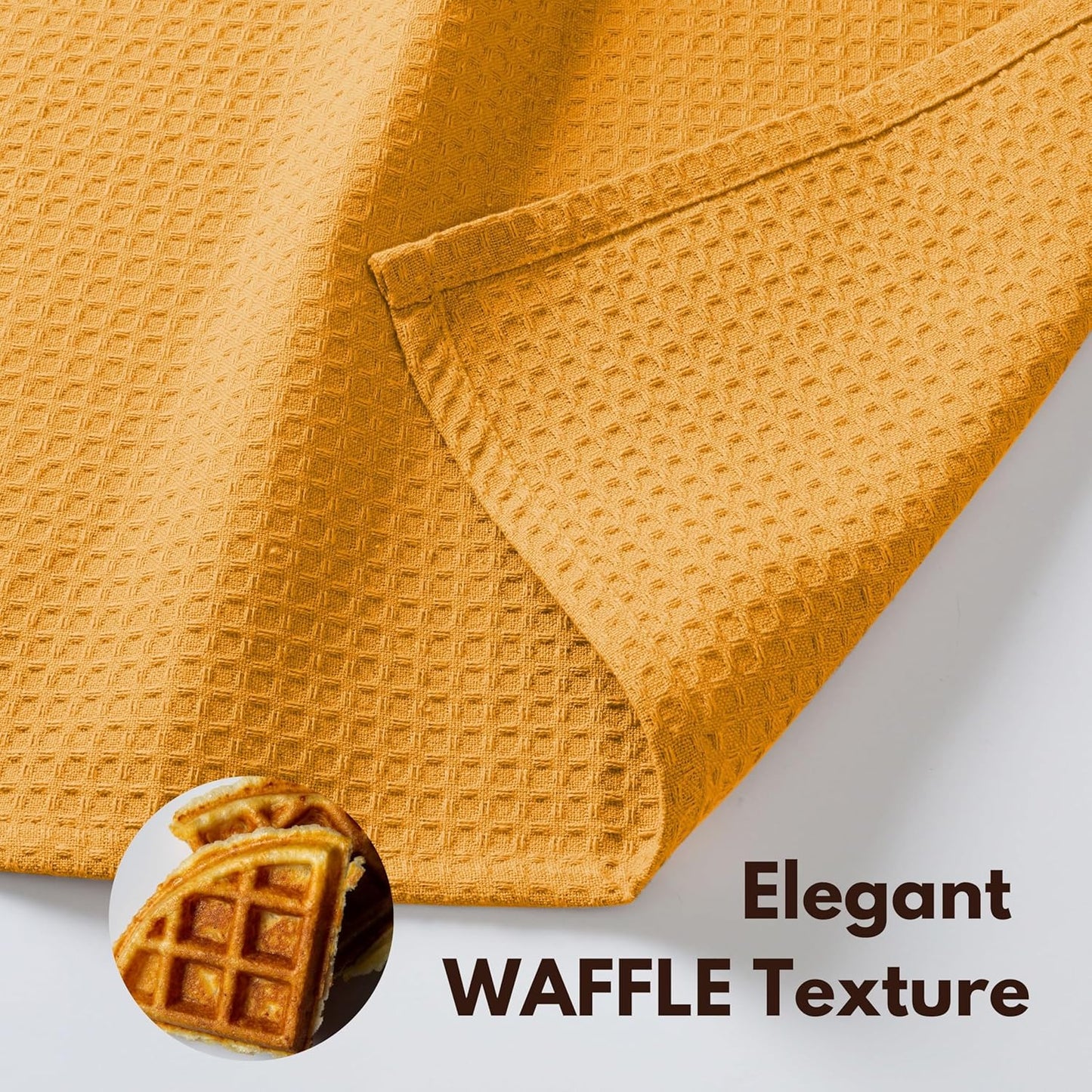 Native Fab Waffle 12 Pack Dish Cloths - 100% Cotton, Absorbent, Quick Drying, Washable Towels for Cleaning, Cooking - Great for Home, Restaurants, Bars, Multi Purpose Use - 12"x12" - Mustard Yellow