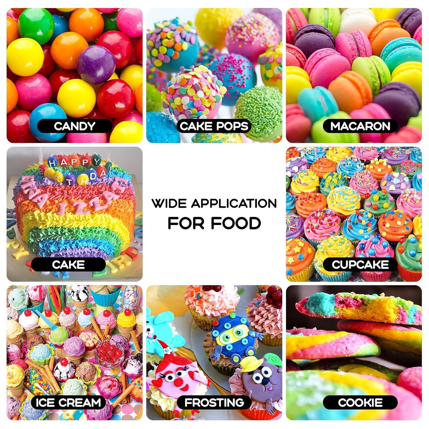 Gel Food Coloring 8 Colors x 0.7 oz Concentrated Gel Based Food Dye Vibrant Icing Colors Neon Food Coloring for Baking Cake Decorating Cookies Fondant