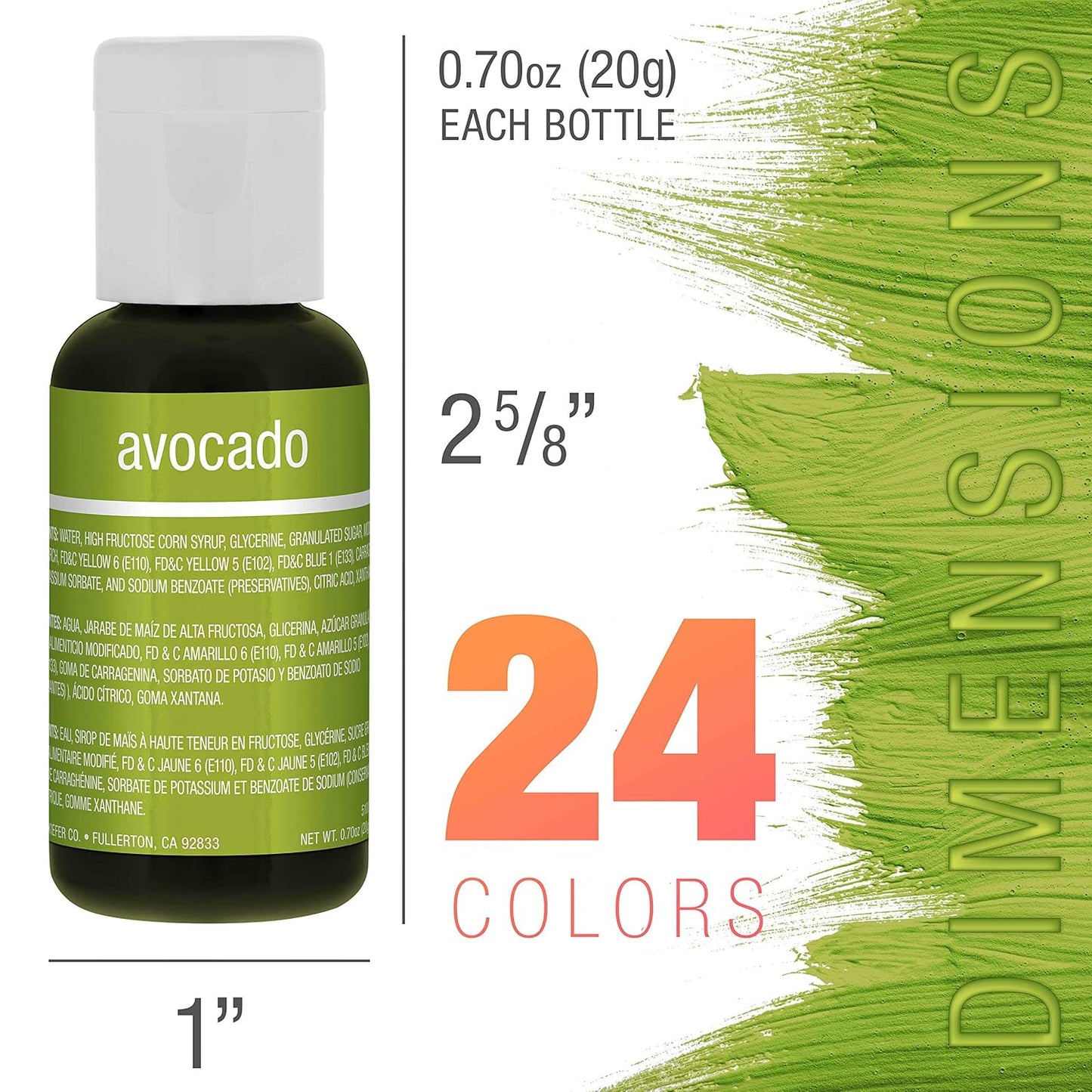 24 Color Cake Food Coloring Liqua-Gel Decorating Baking Primary & Secondary Colors Deluxe Set - U.S. Cake Supply 0.75 fl. oz. (20ml) Bottles - Made in the U.S.A.