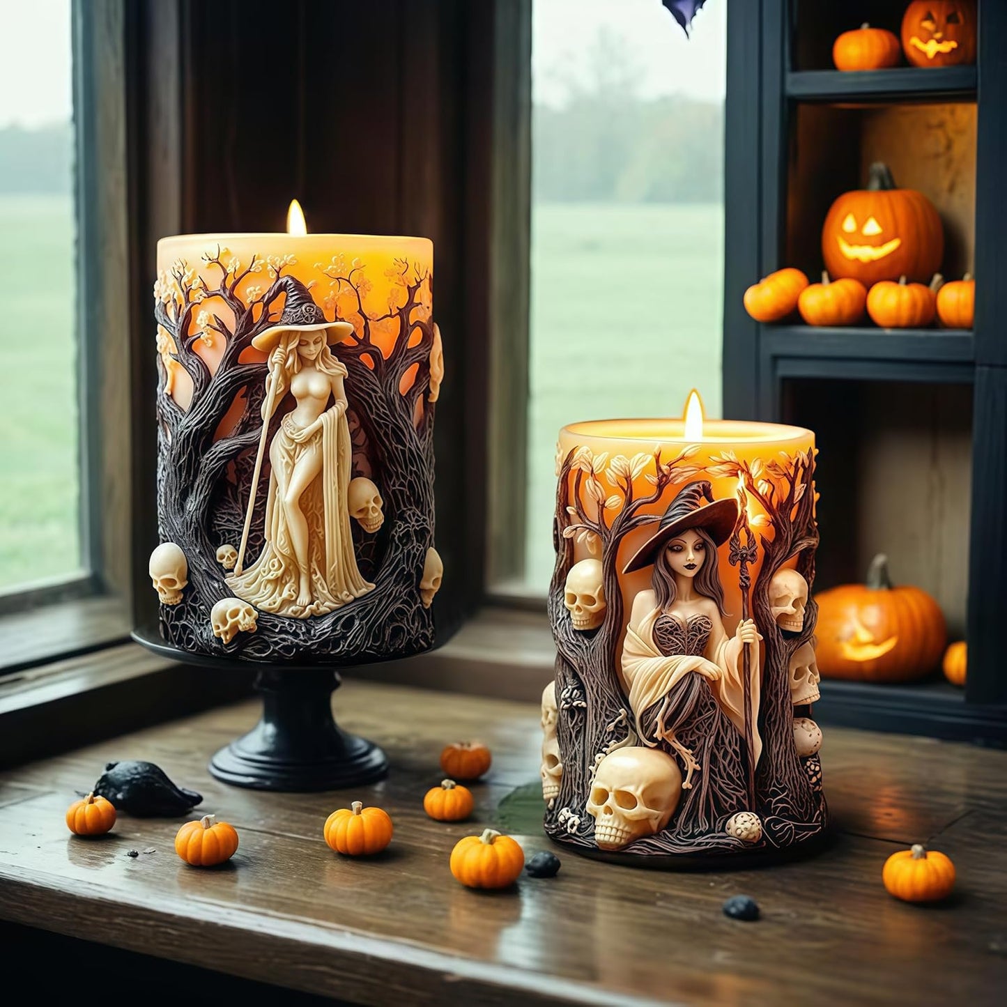 Witch Cylinder Silicone Candle Mold for Candle Making,Pillar Casting Silicone Molds for Resin Casting,Scented Candle, Soap,Silicone Molds for Home Decor,Resin Craft Gifts (C)