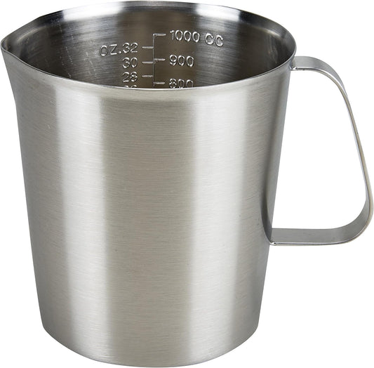 Stainless Steel Measuring Cup Pitcher with Marking with Handle for Milk Froth Latte Art (32OZ/1 Liter)
